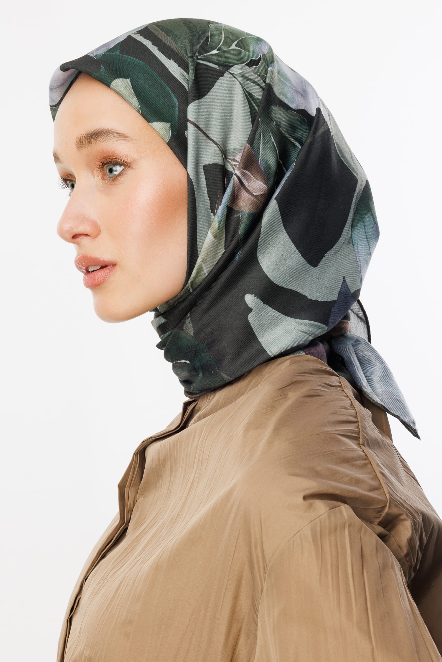 Lorya Pattern Cotton Scarf - Khaki