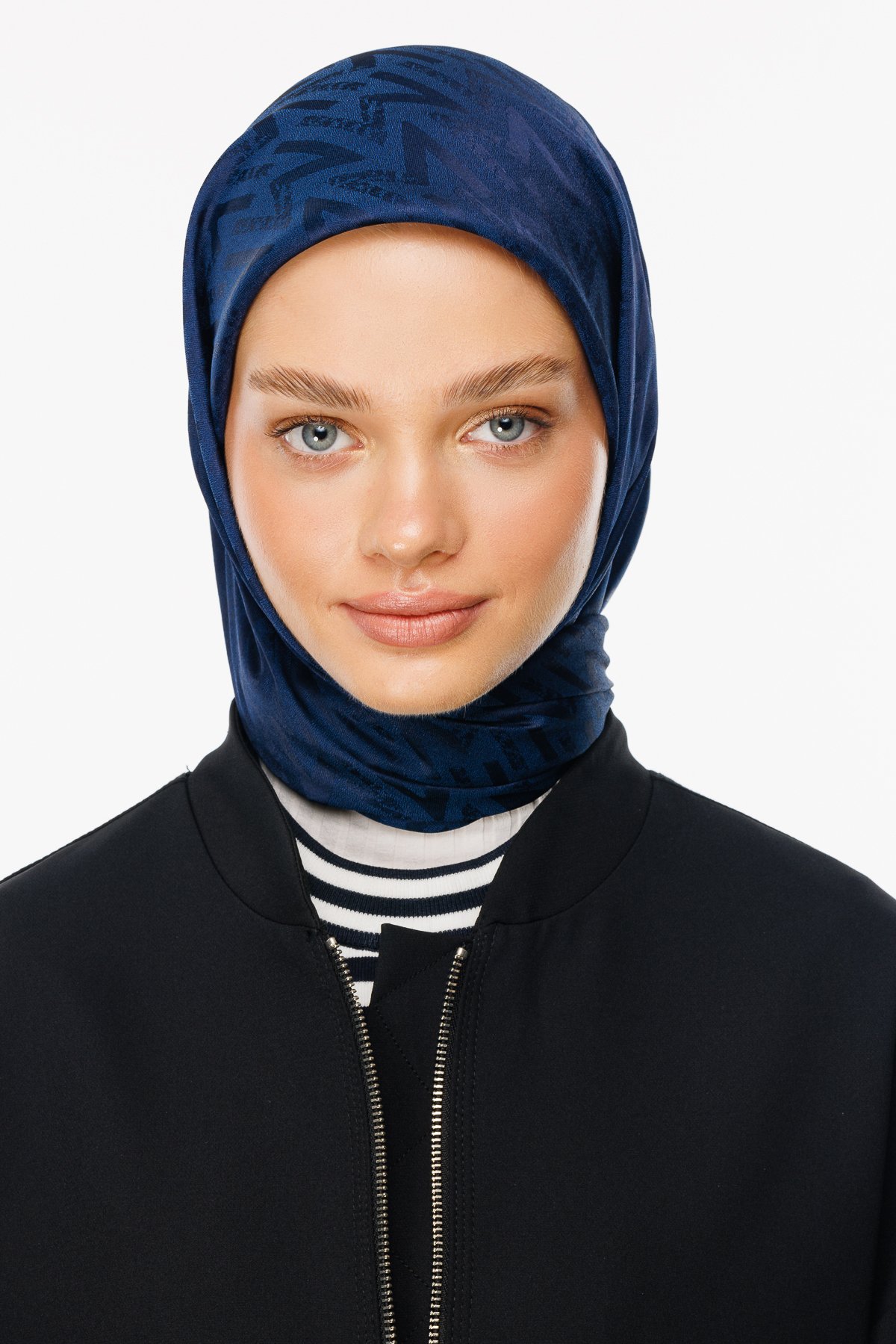 Nova Pattern Luxury Jacquard Scarf - Navyblue