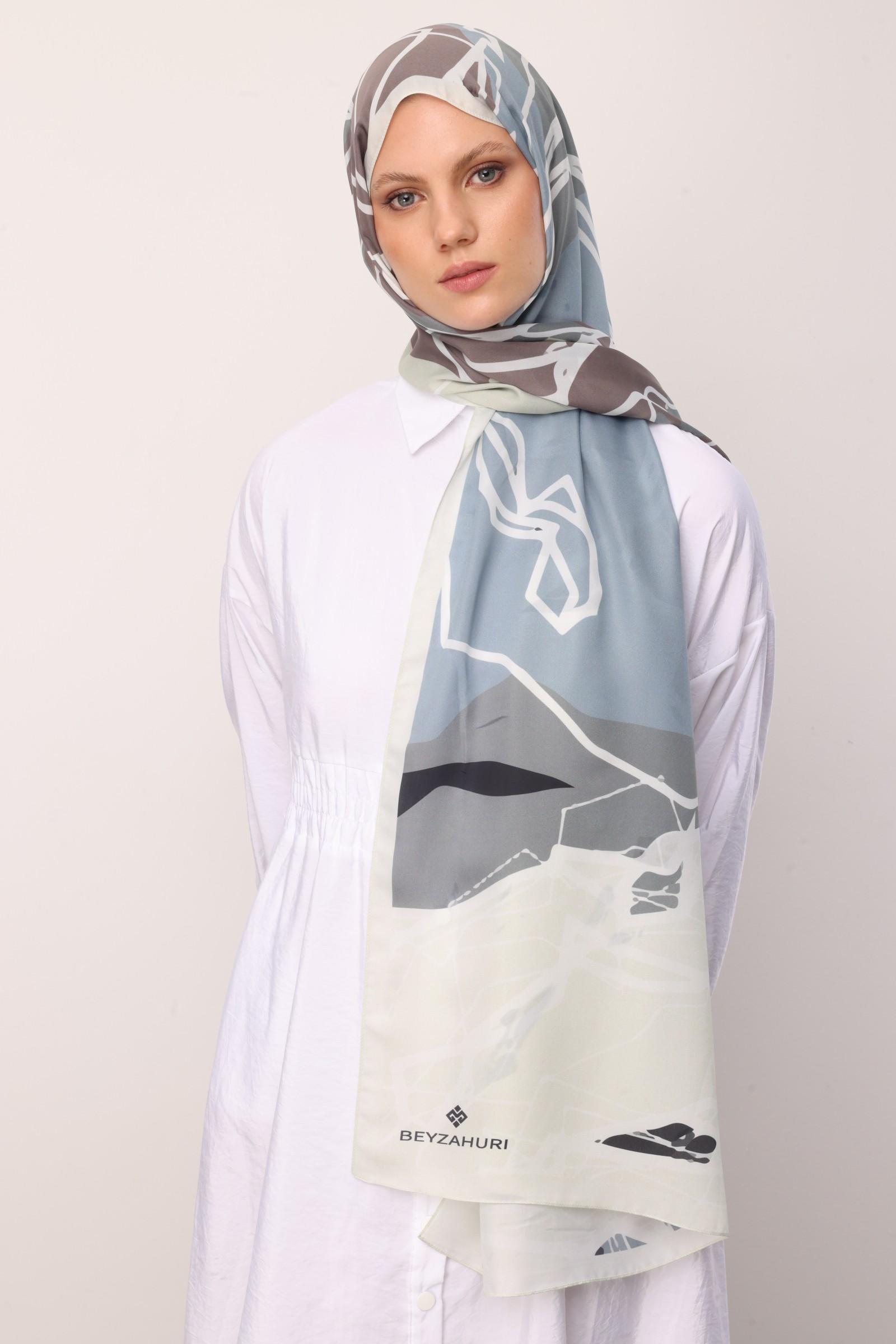 Turna Desen Sakura İpek Şal - Sarı