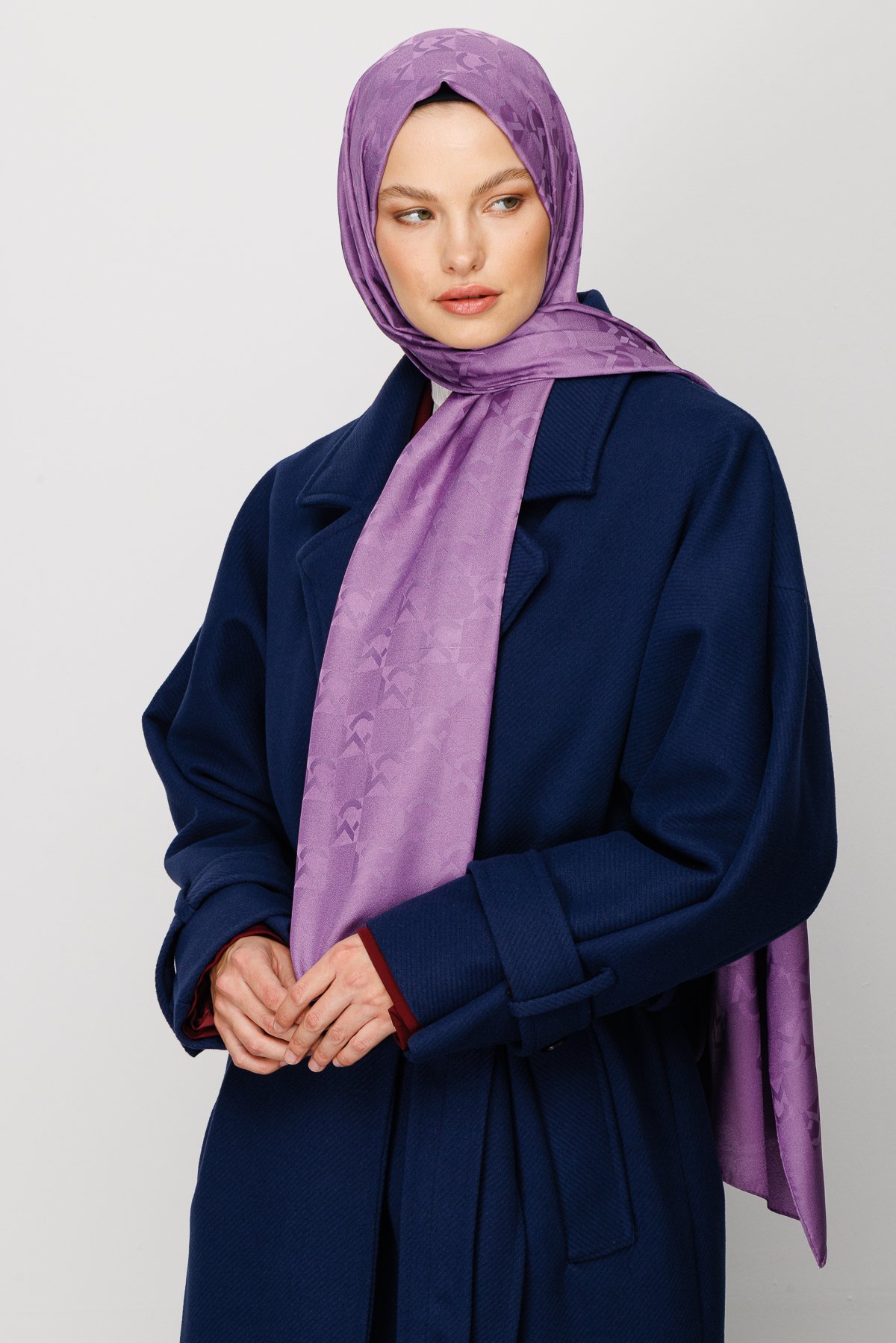 MC Pattern Jacquard Shawl - Lavender