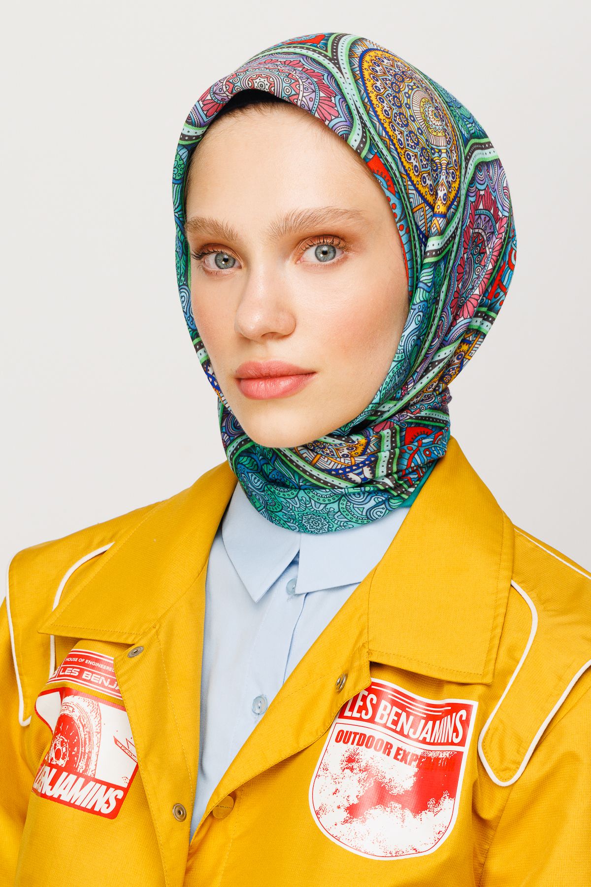 Ethnic Pattern Digital Soft Scarf - Mint Green