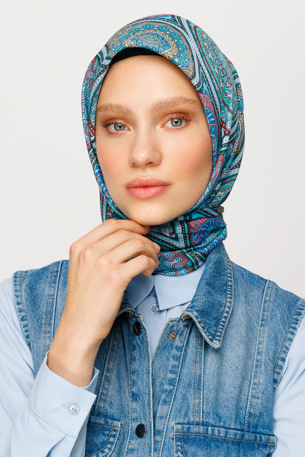 Ethnic Pattern Digital Soft Scarf - Blue