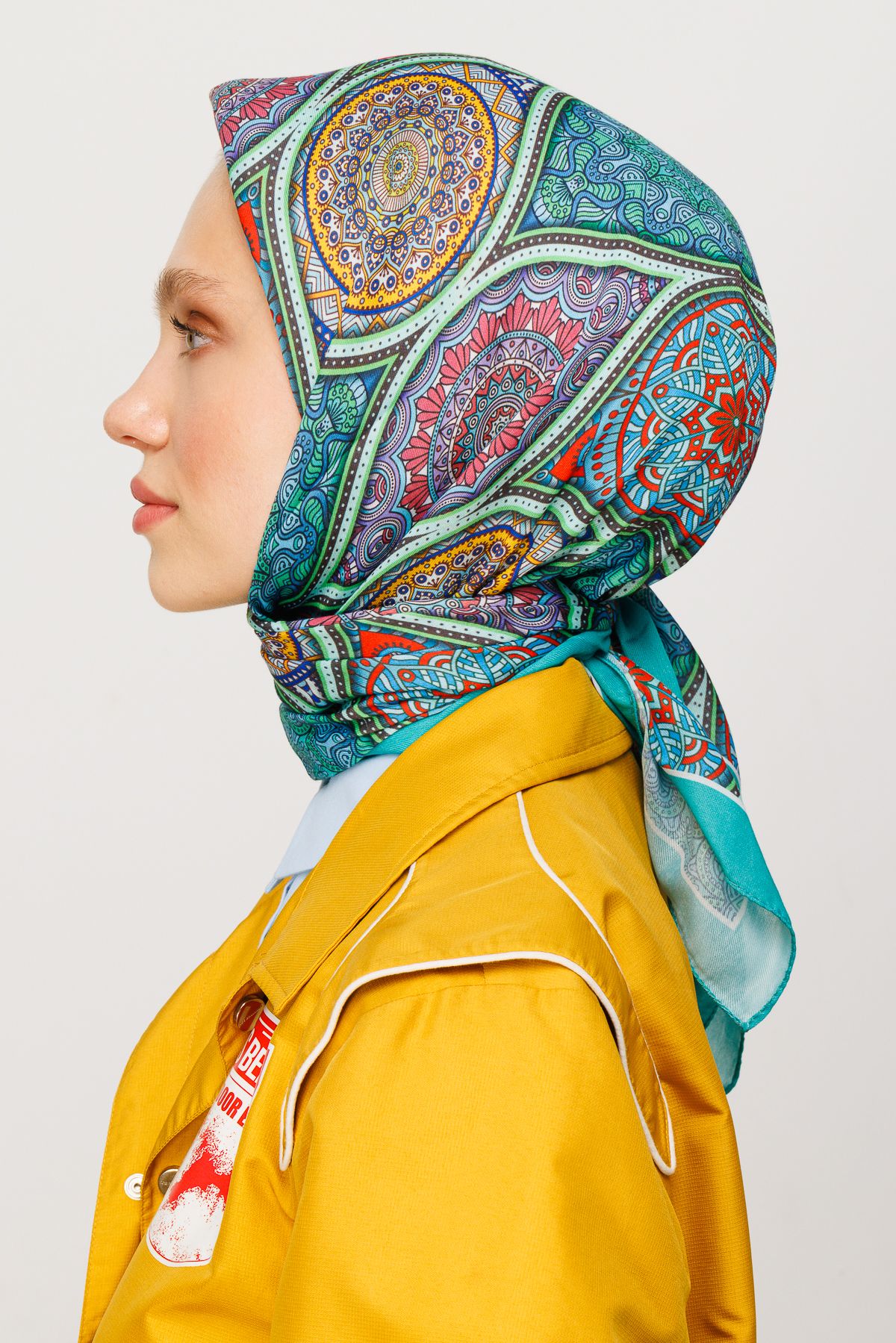 Ethnic Pattern Digital Soft Scarf - Mint Green