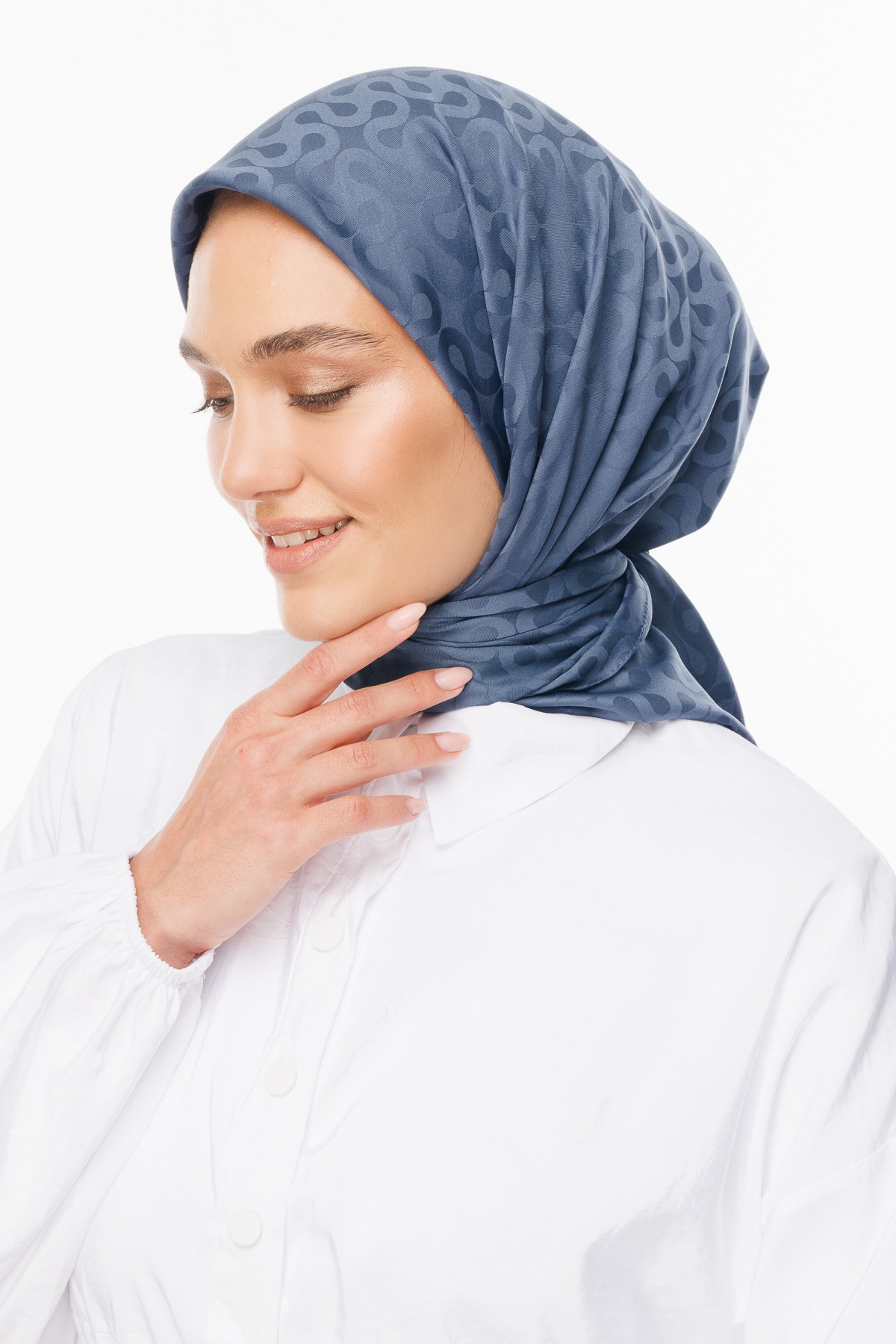 Moon Pattern Silky Jacquard Scarf - Anthracite
