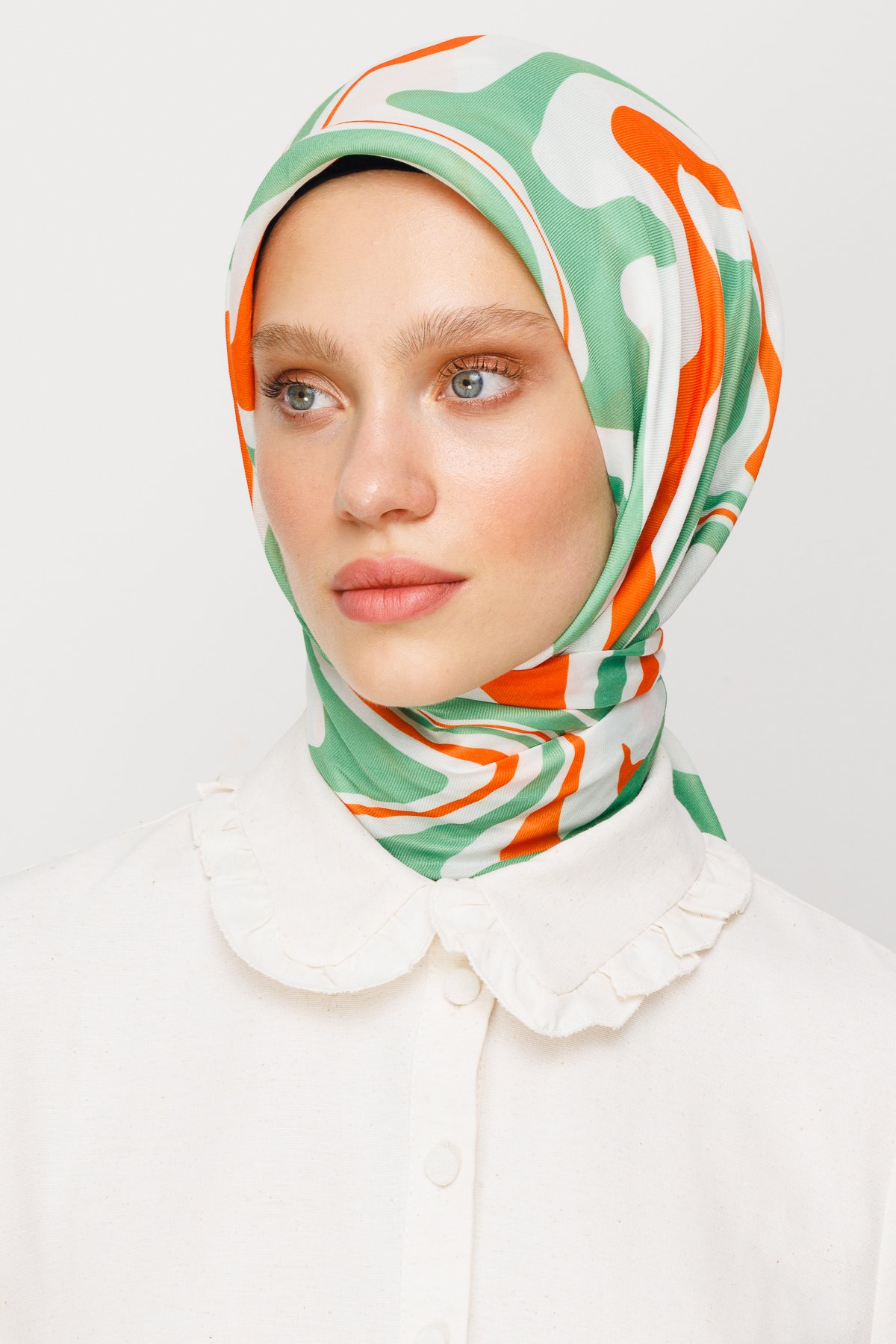 Mira Desen Dijital Soft Eşarp - Mint Yeşili