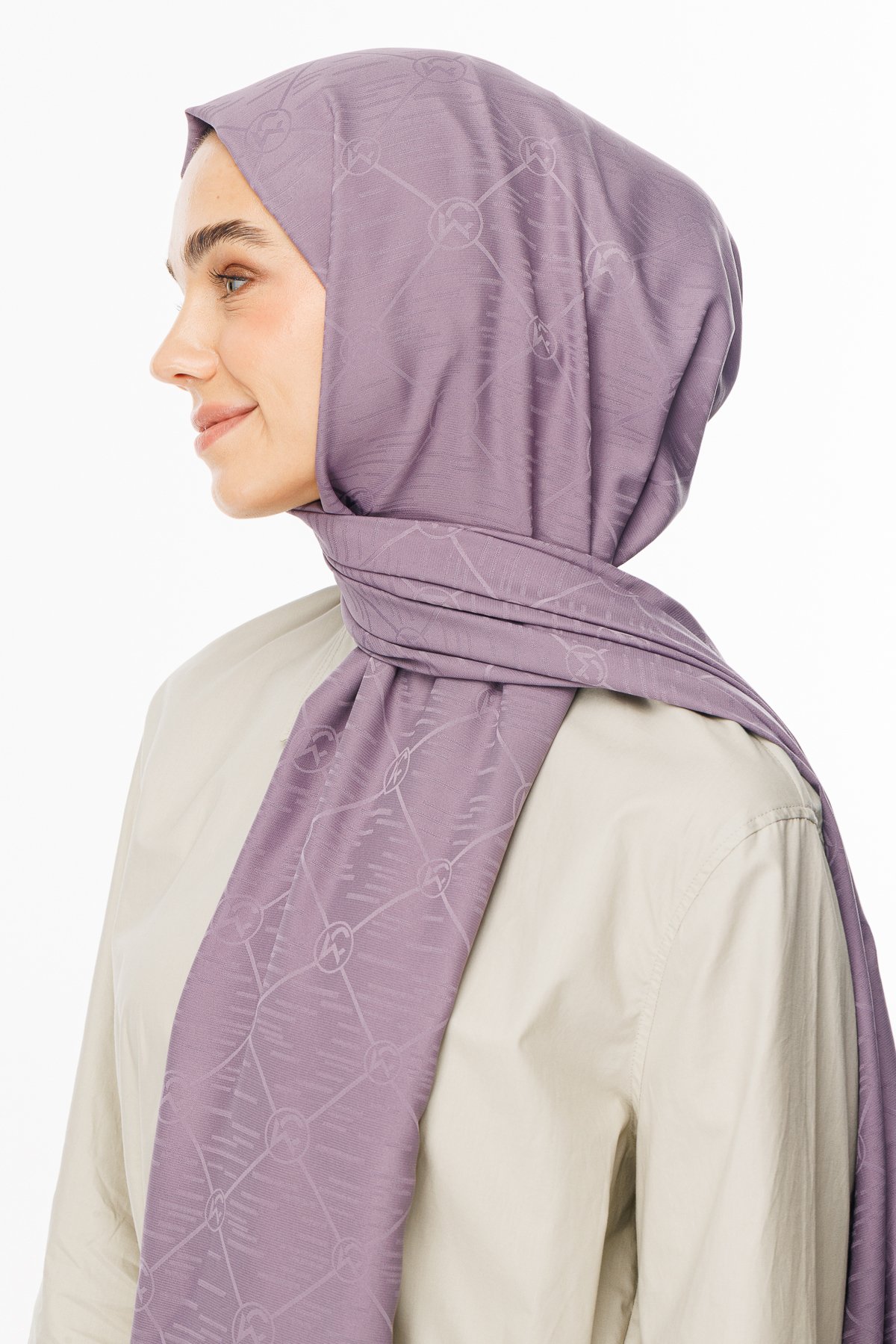 Moon Is Pattern Jacquard Shawl - Lavender