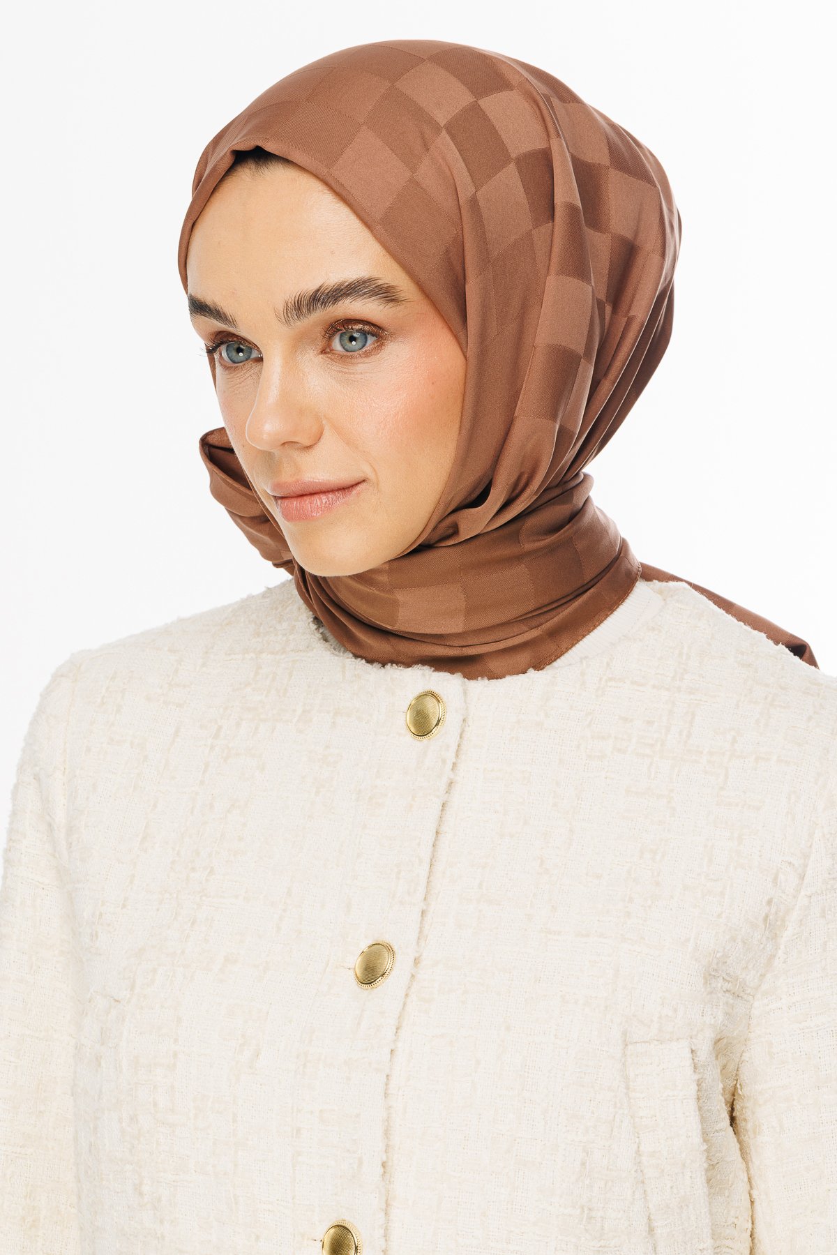 Checkers Pattern Silk Jacquard Hijab