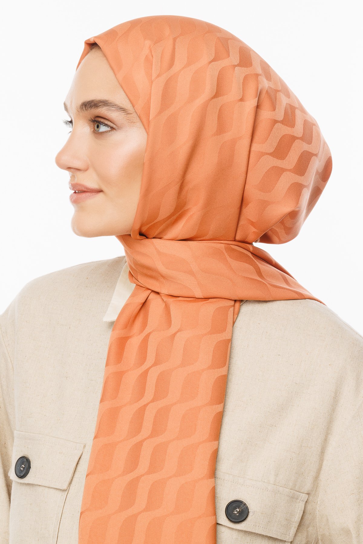 Wave Pattern Silky Jacquard Shawl - Puppies Mouth