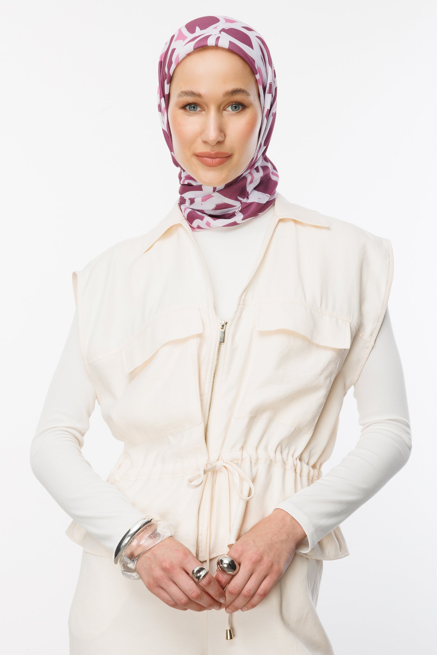 Patterned Cotton Scarf - Pink