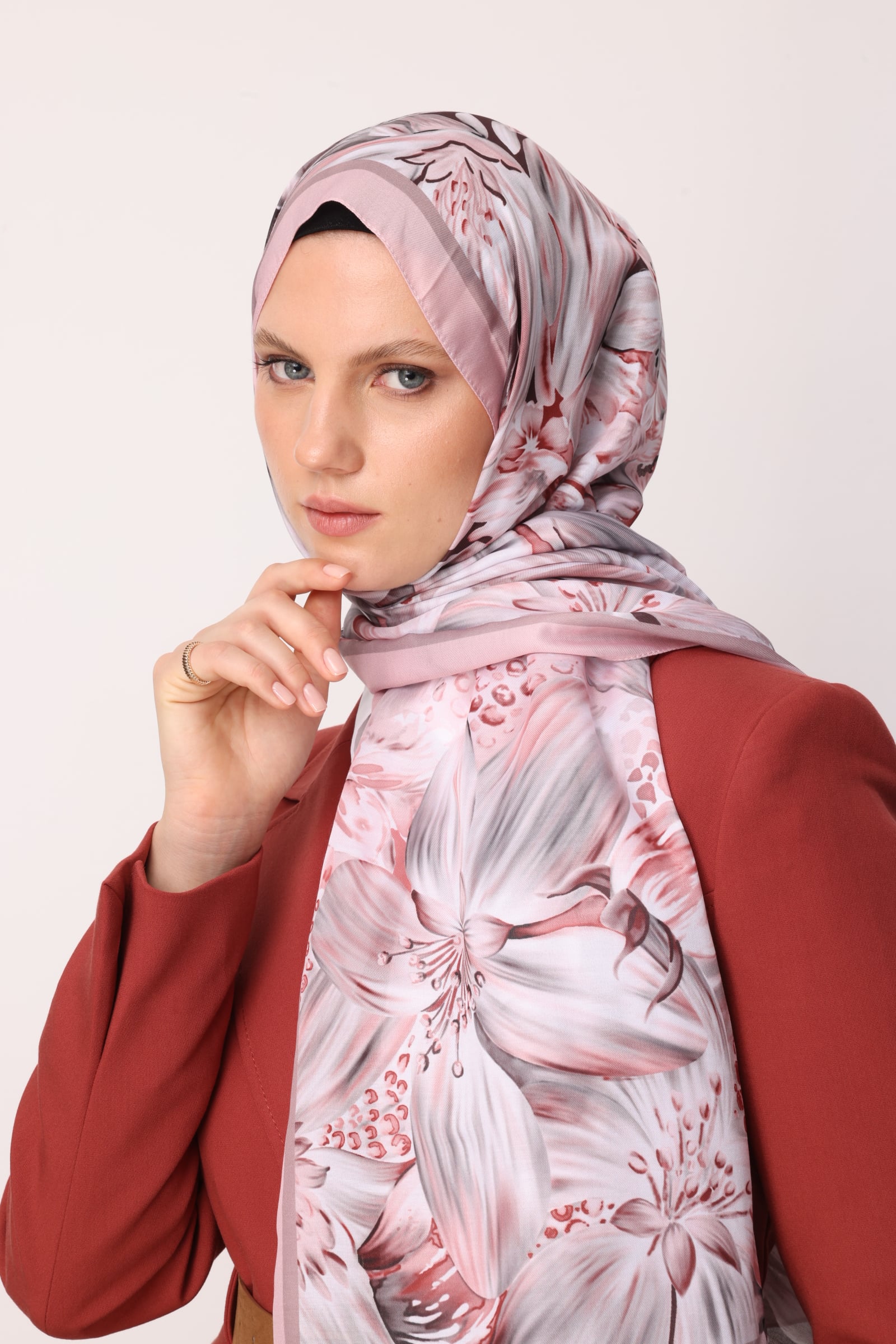 Larin Patterned Cotton Shawl - Powder