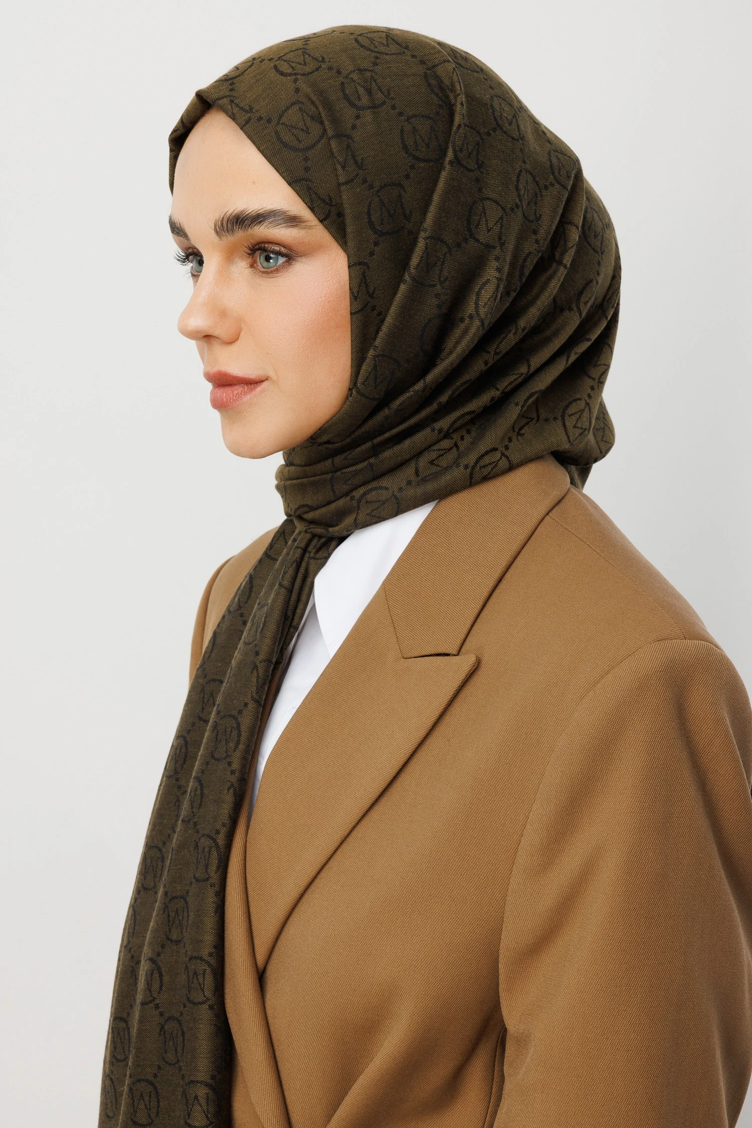 Wool Silk Shawl - Oil Green