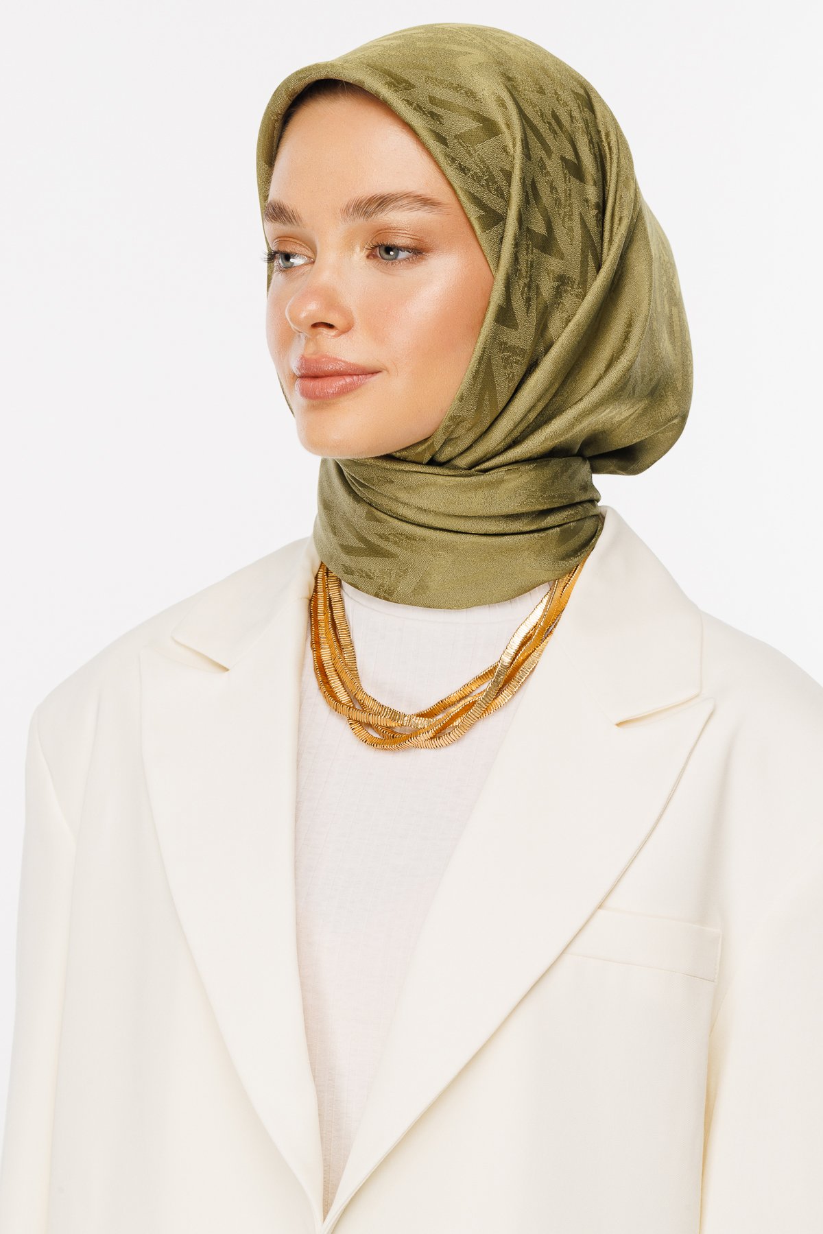 Nova Pattern Luxury Jacquard Scarf - Soft Green