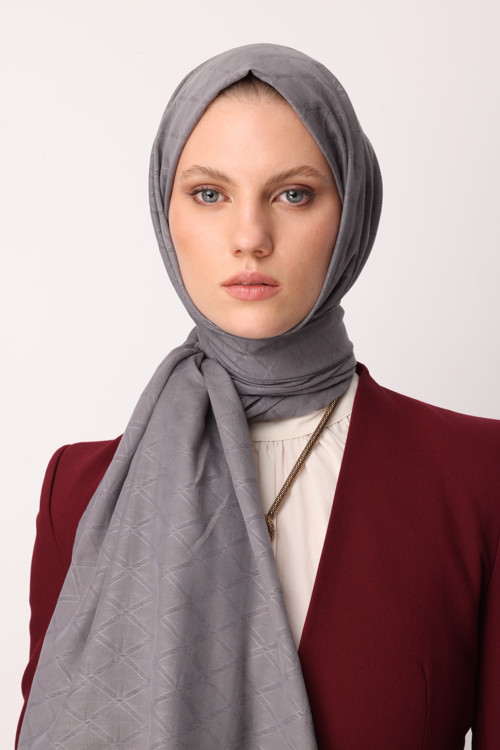 Bamboo Jacquard Shawl - Smoke
