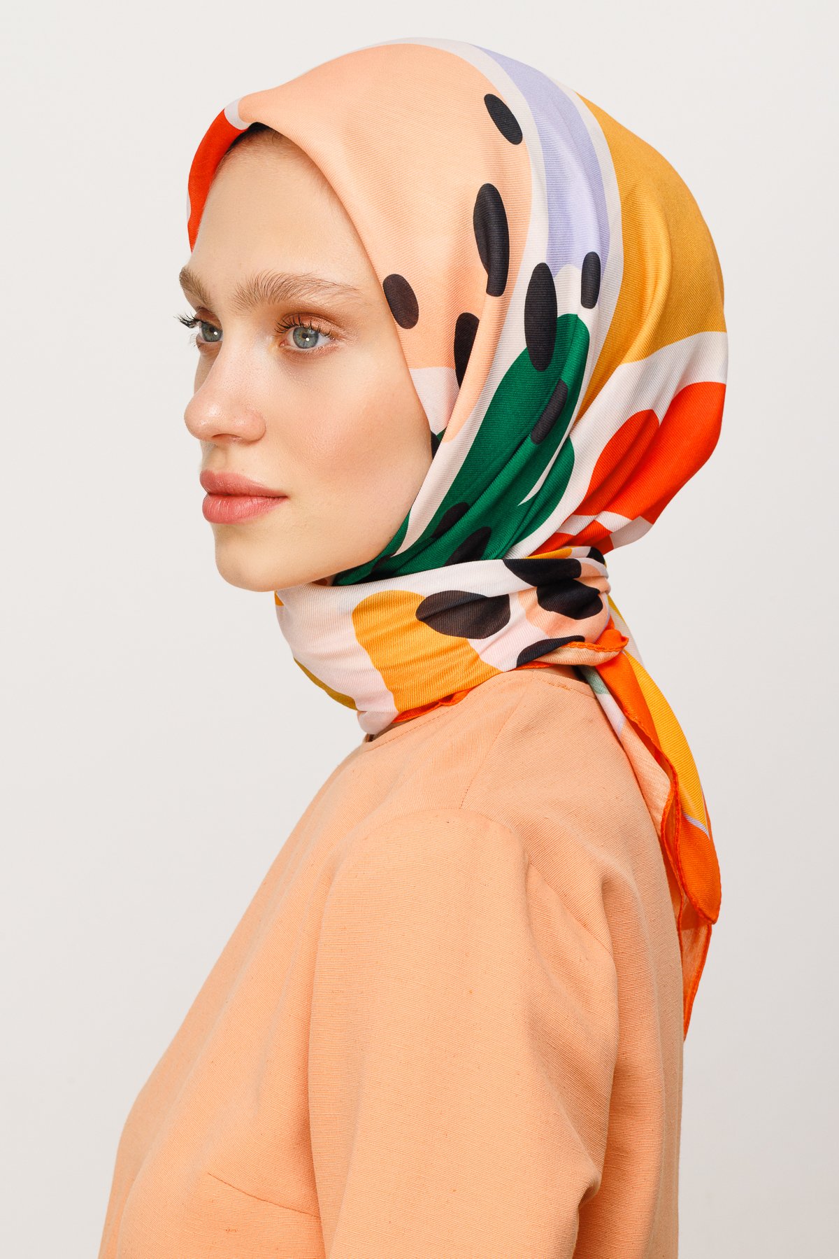 Bloom Pattern Digital Soft Scarf - Turuncu