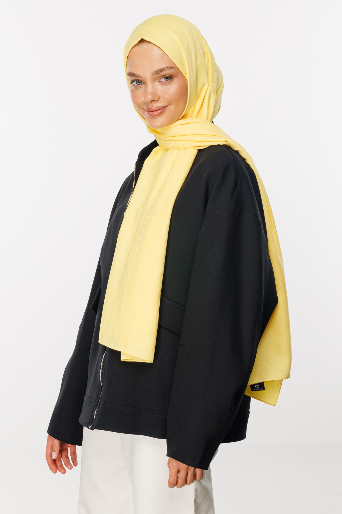 Aura Pattern Silk Jacquard Shawl - Yellow