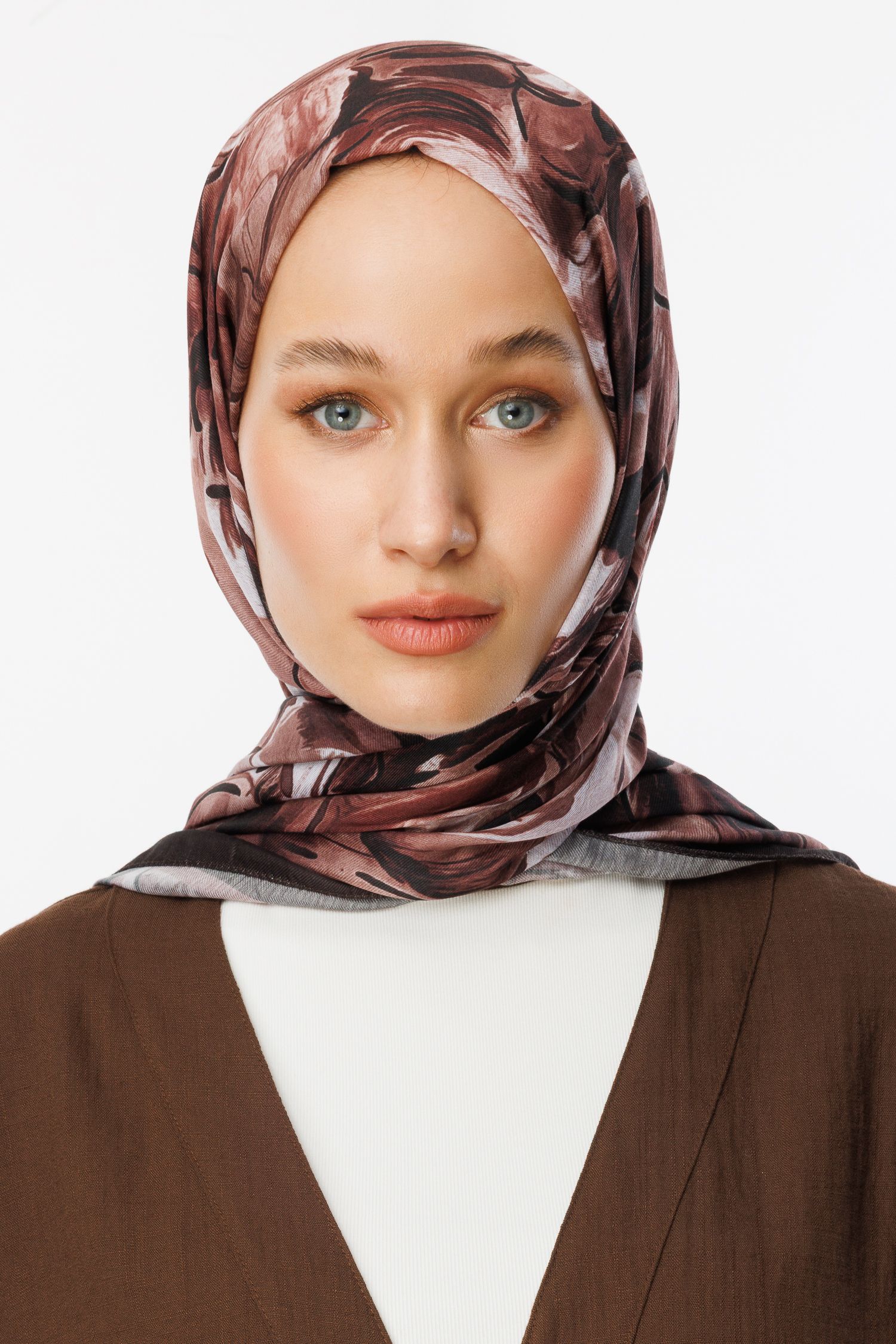 Patterned Cotton Shawl - Brown