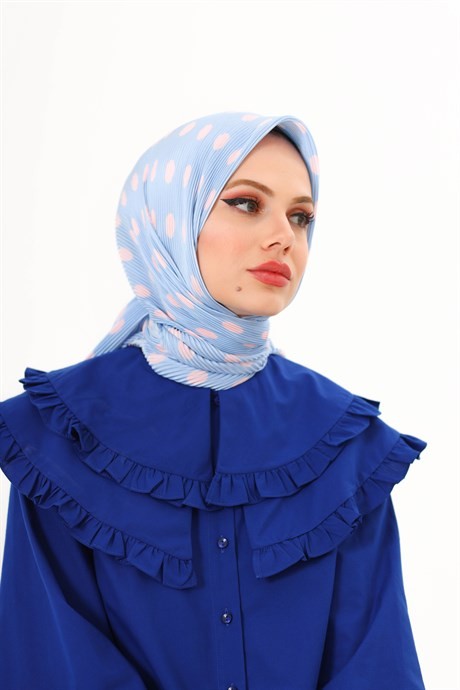 Bebek Mavisi Moon Desen Pilise Eşarp