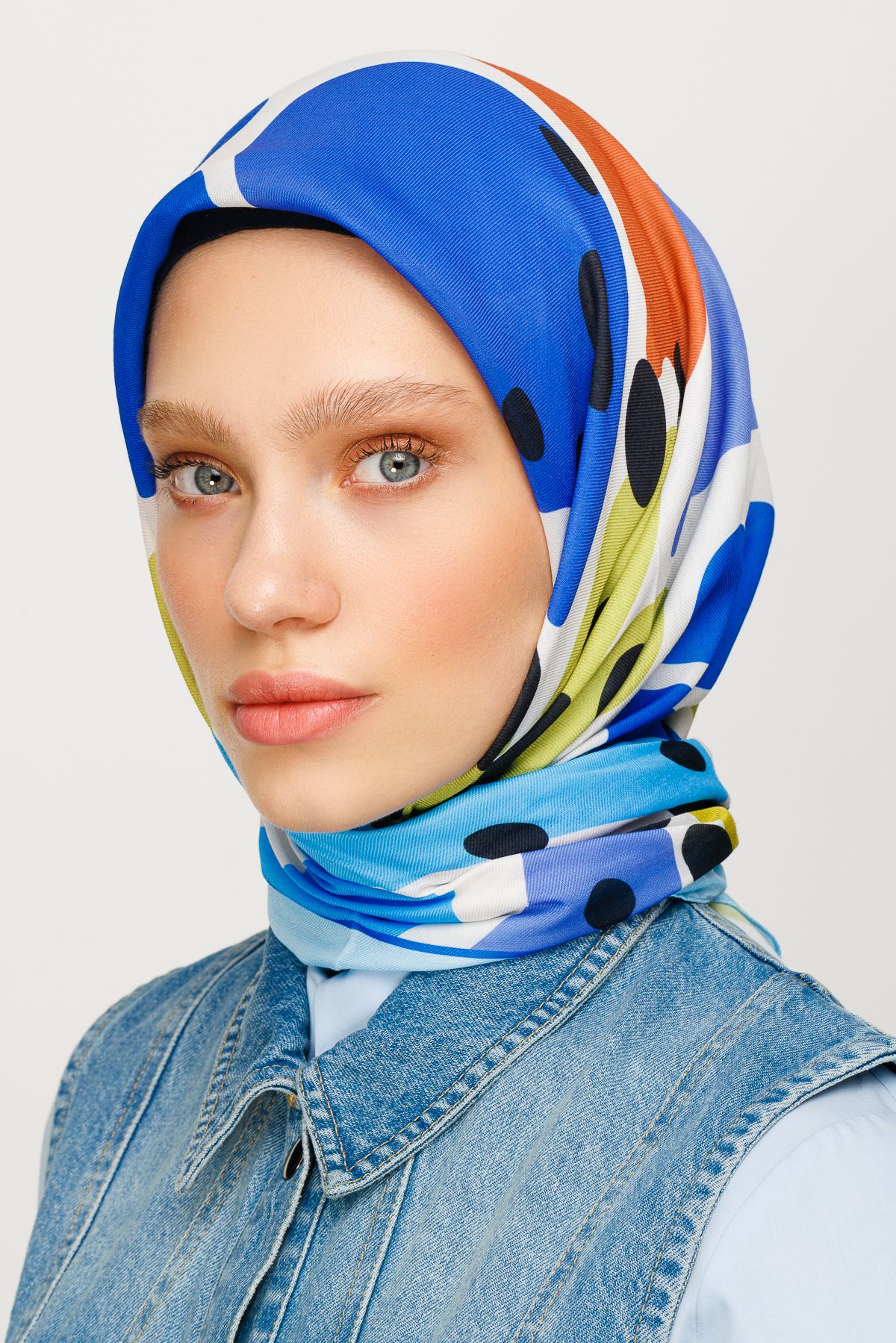Bloom Pattern Digital Soft Scarf - Blue