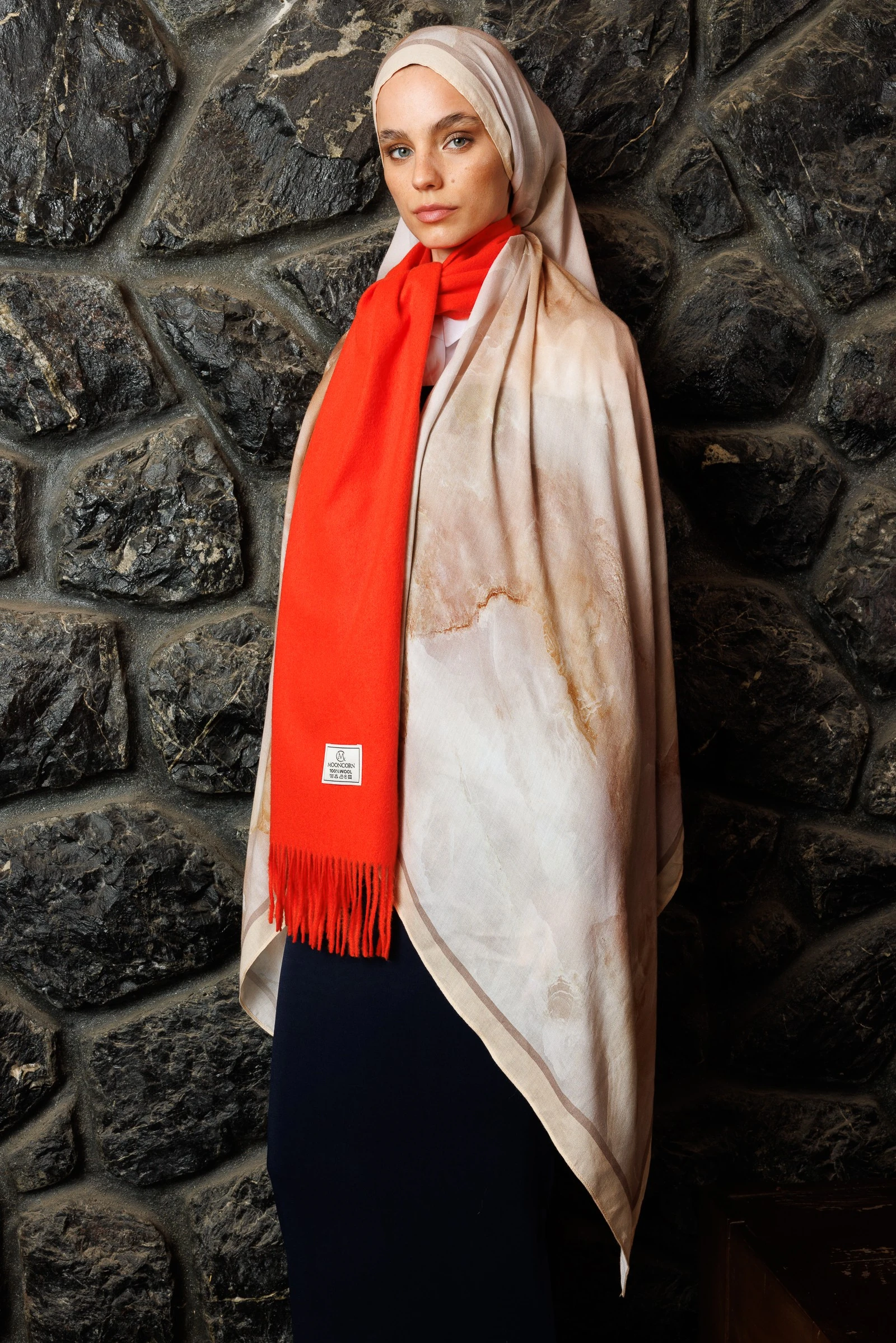 Moreal Desen Rami Şal - Cream