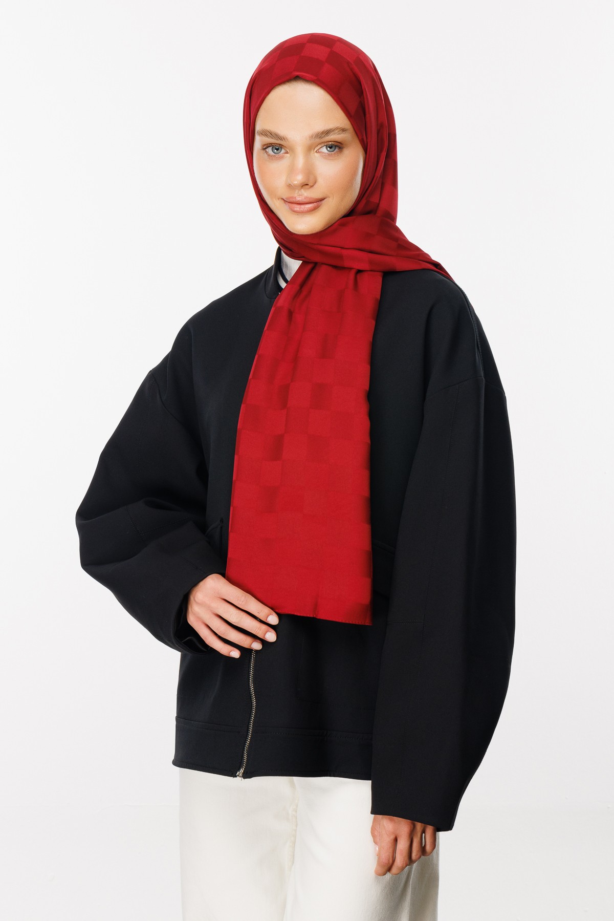 Checkers Pattern Silk Jacquard Hijab