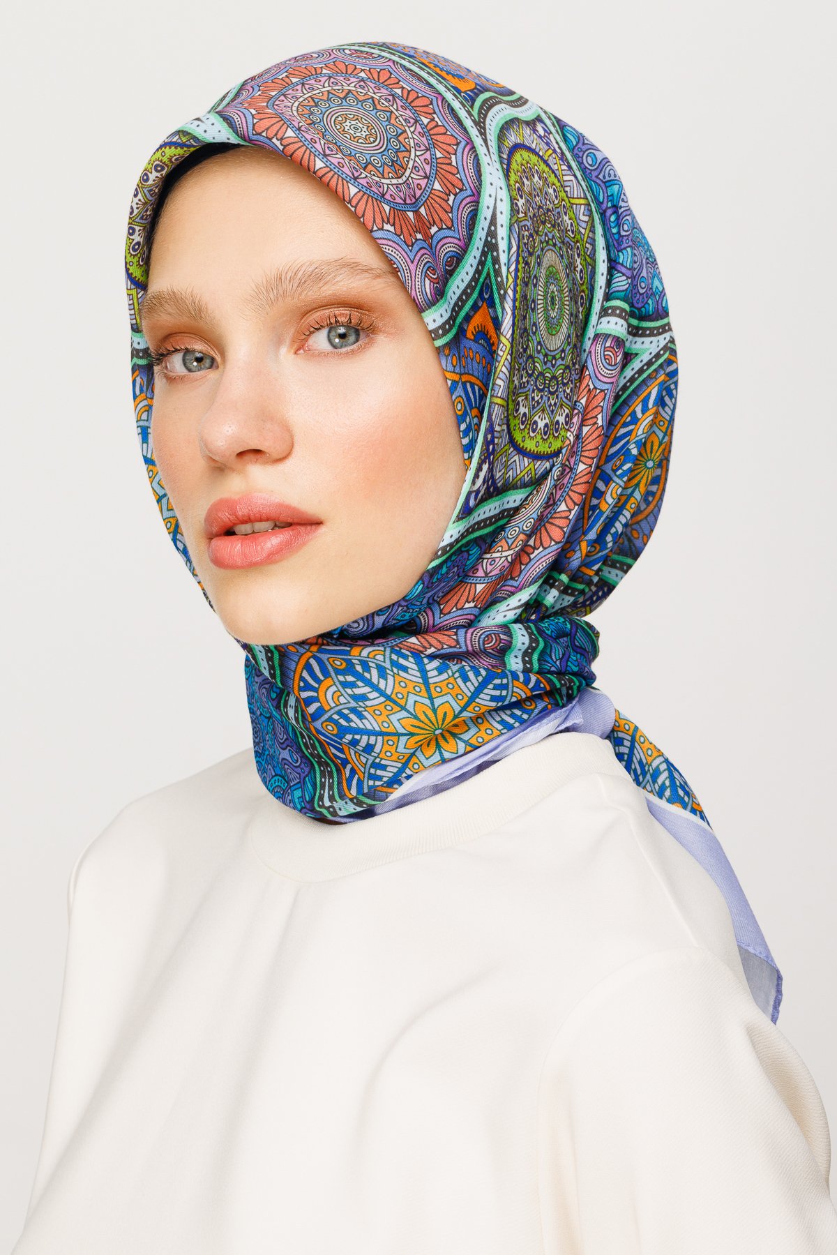 Ethnic Pattern Digital Soft Scarf - Lilac