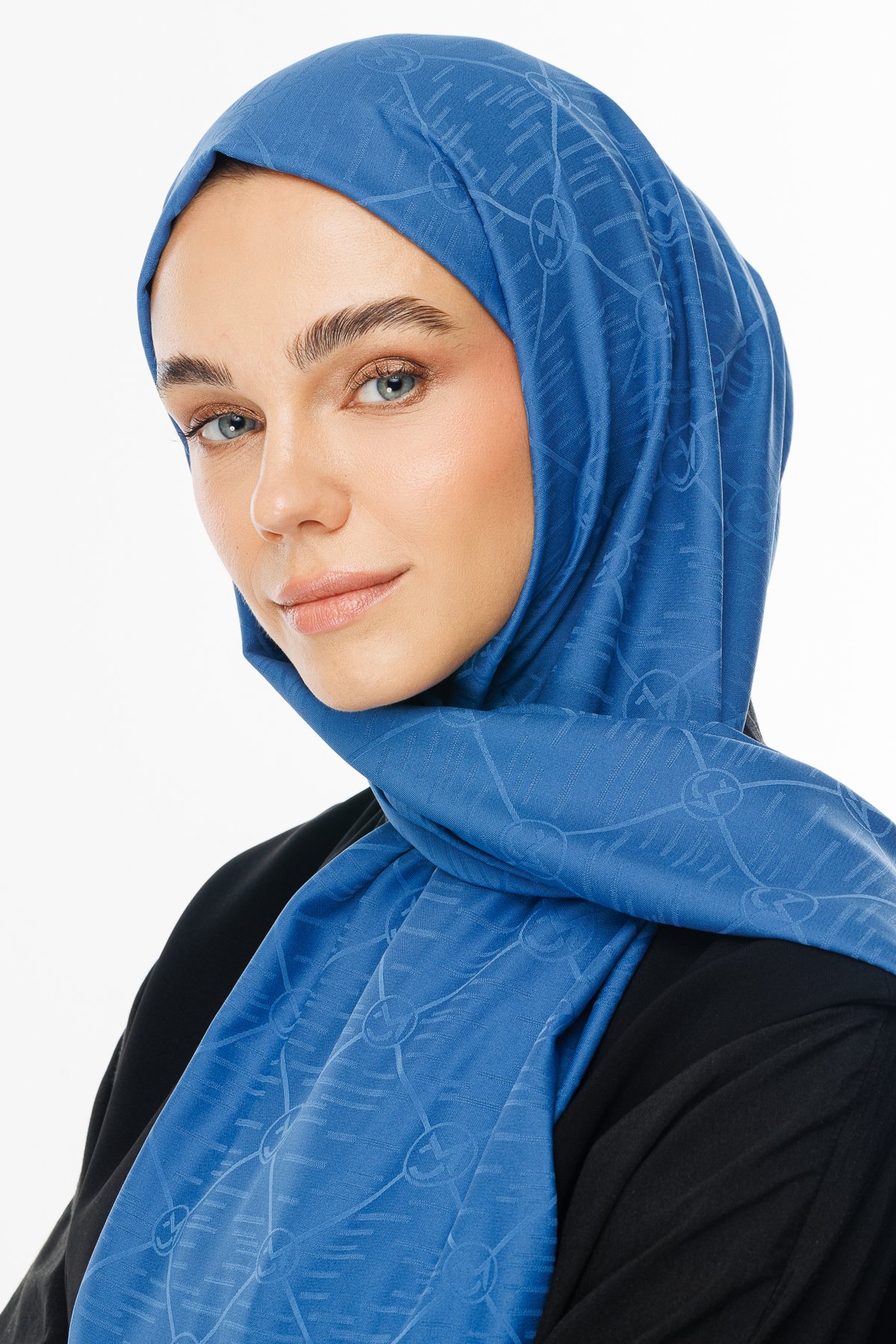 Moon Is Pattern Jacquard Shawl - İndigo