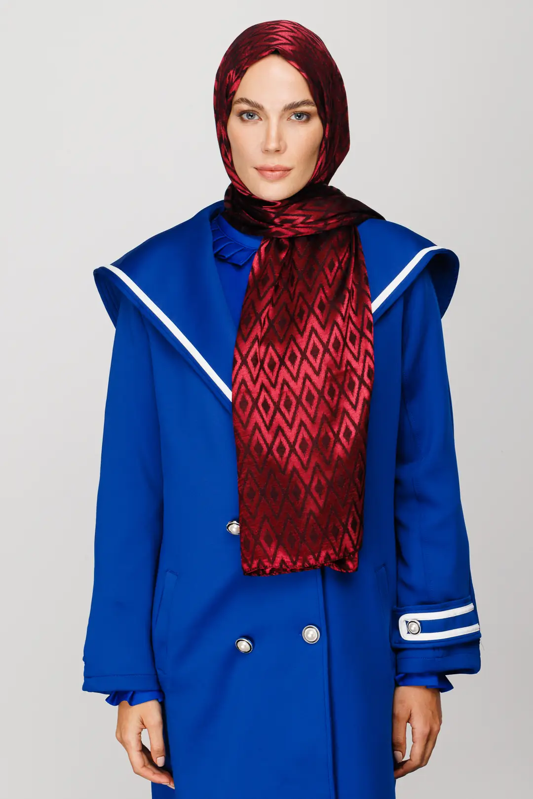 Karo Pattern Shiny Jacquard Shawl | MOONCORN