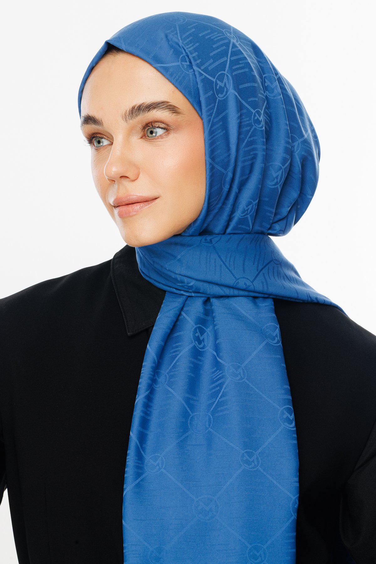 Moon Is Pattern Jacquard Shawl - İndigo