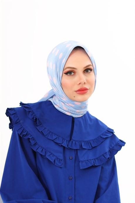 Bebek Mavisi Moon Desen Pilise Eşarp