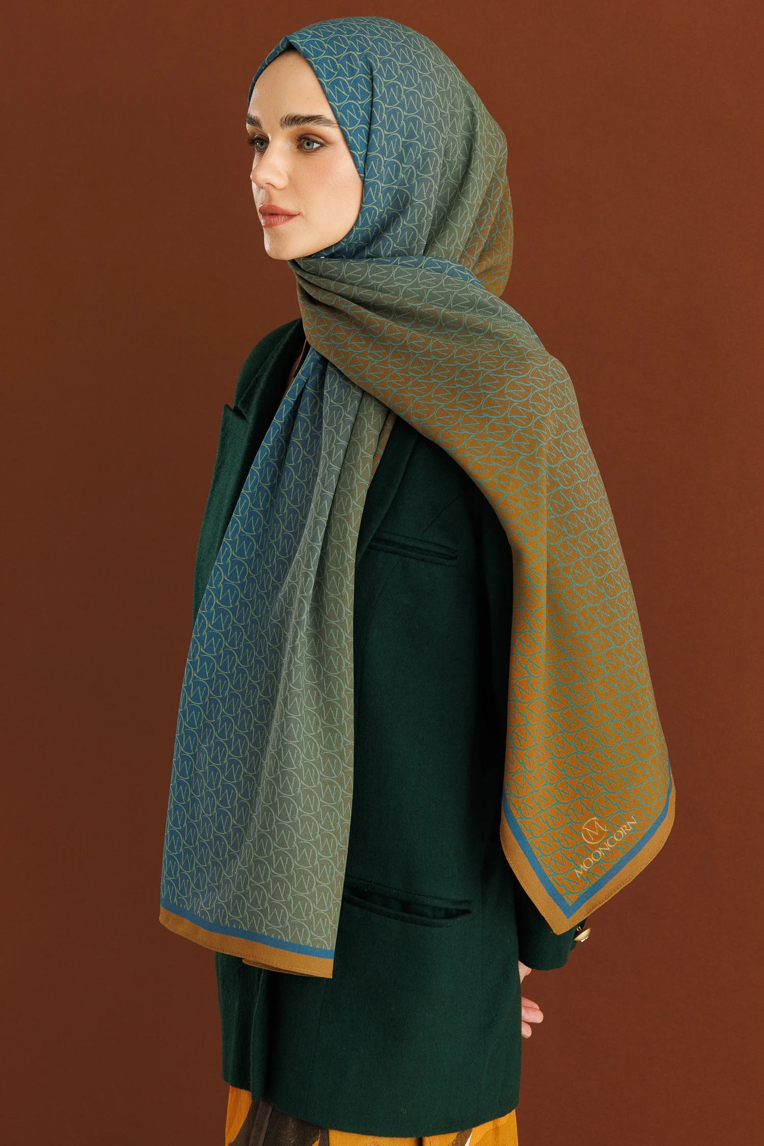 Monogram Hebei Silk Shawl - Saffron