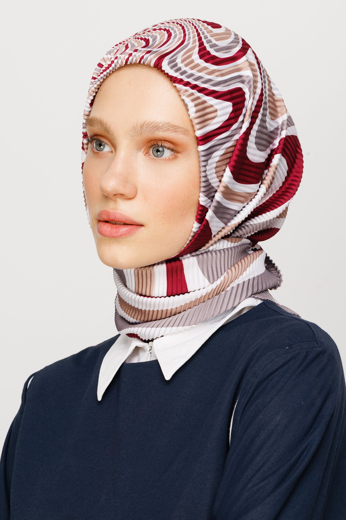 Mira Pattern Pleated Scarf - Mink