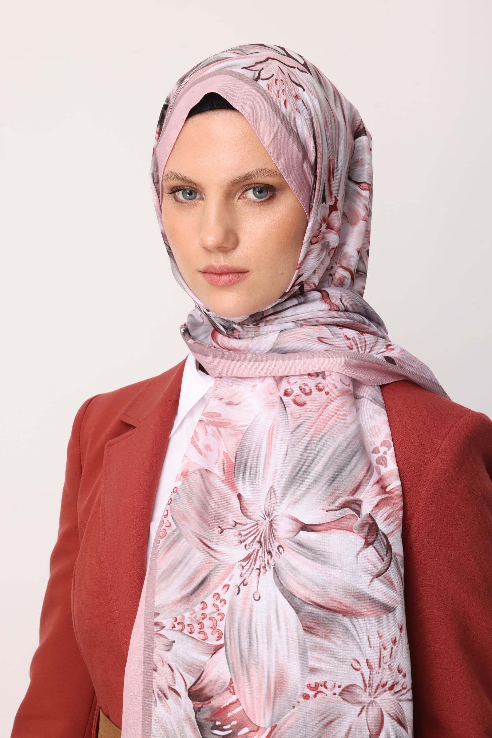 Larin Patterned Cotton Shawl - Powder