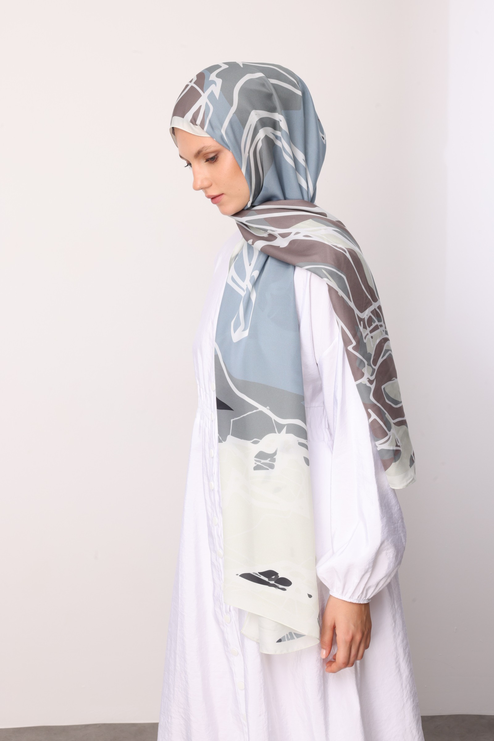 Turna Desen Sakura İpek Şal - Sarı