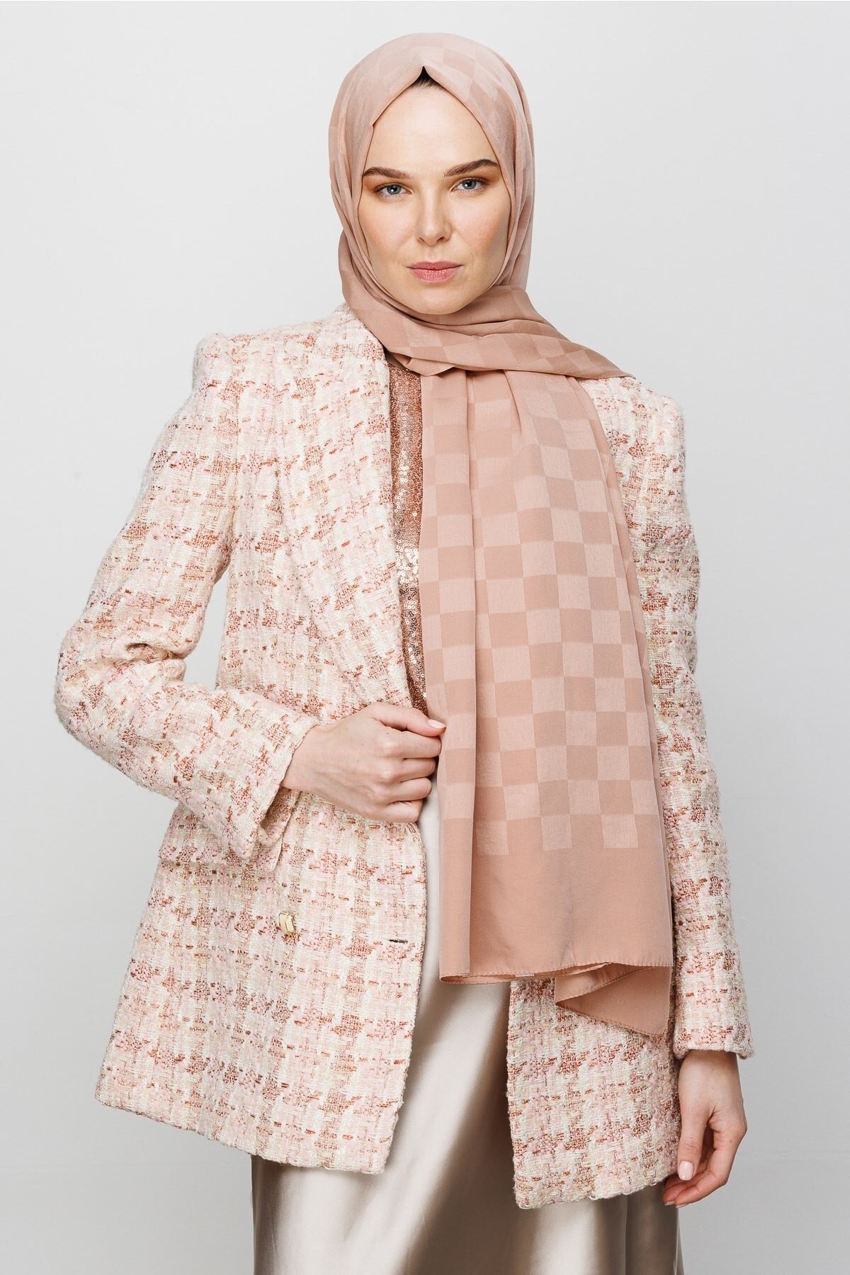 Rose Dama Desen İpeksi Jakar Şal