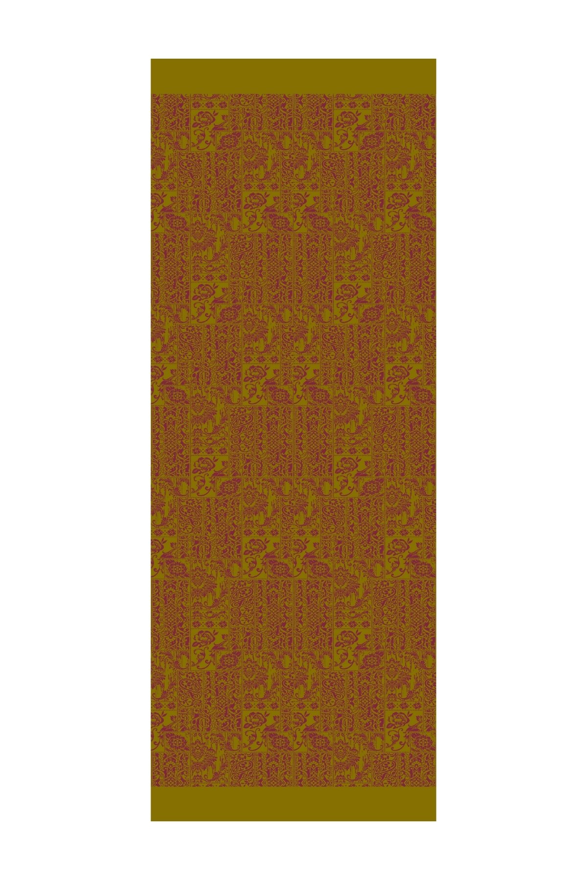 Henna Pattern Double-Sided Shawl - Fat Green-Damson