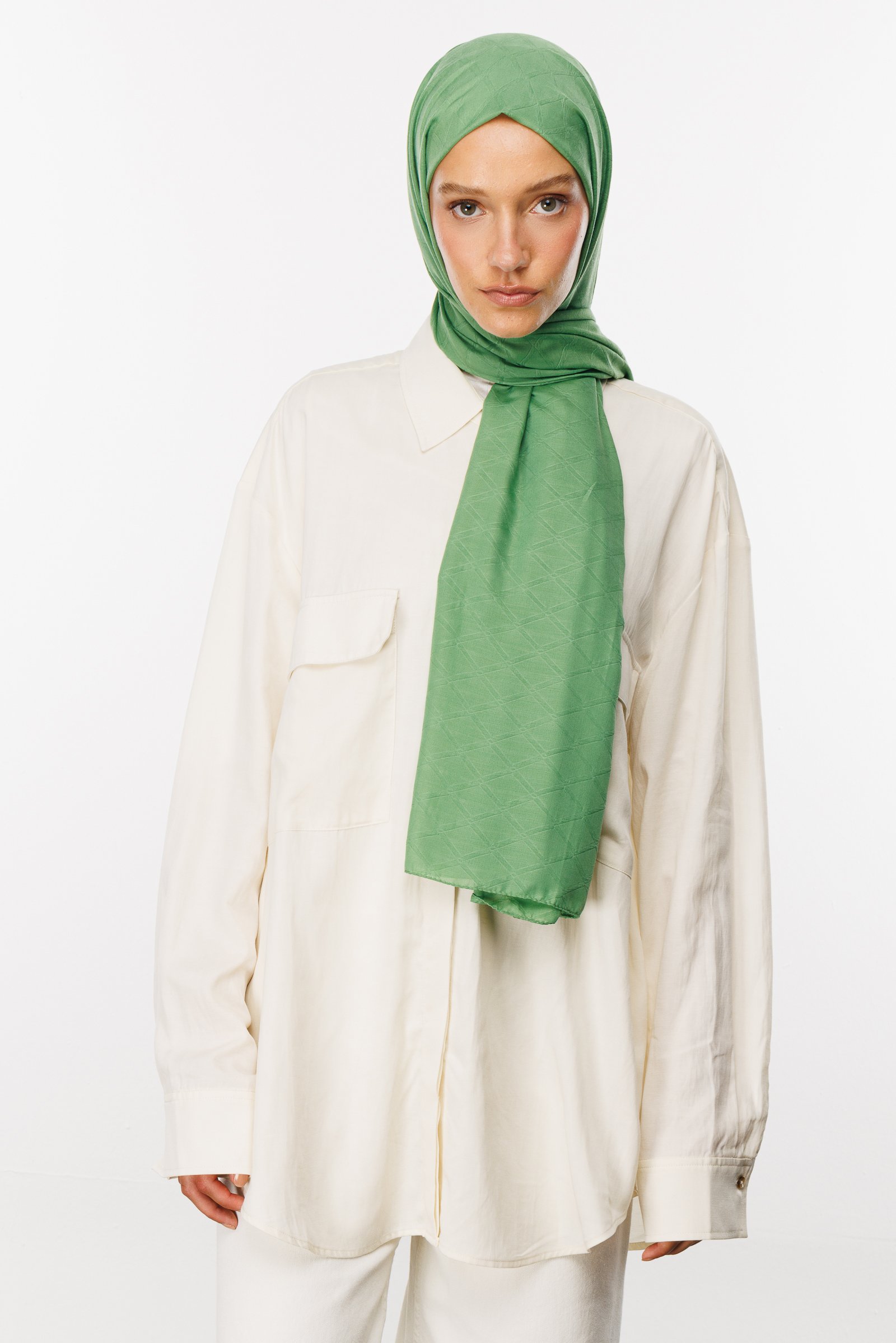 Bamboo Jacquard Shawl - Water Green