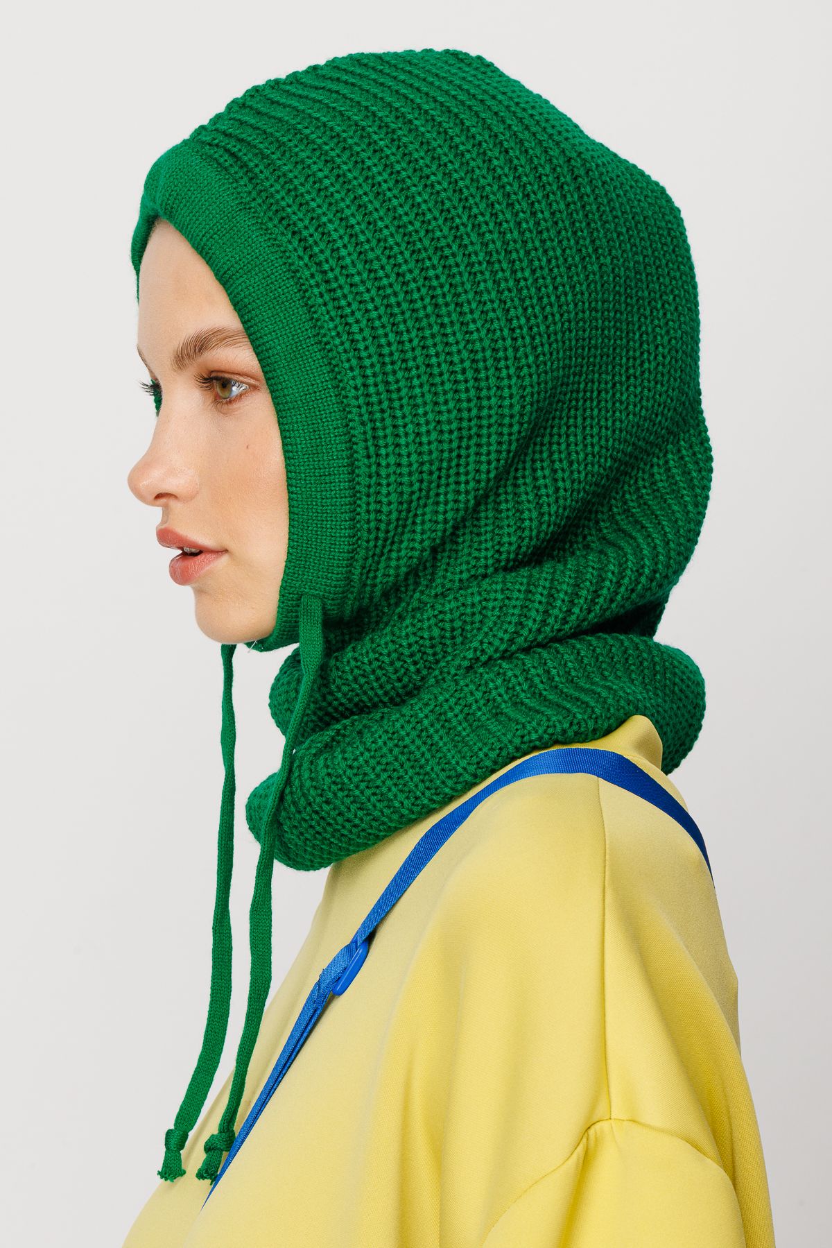 Benetton Yeşili Balaclava Triko Başlık