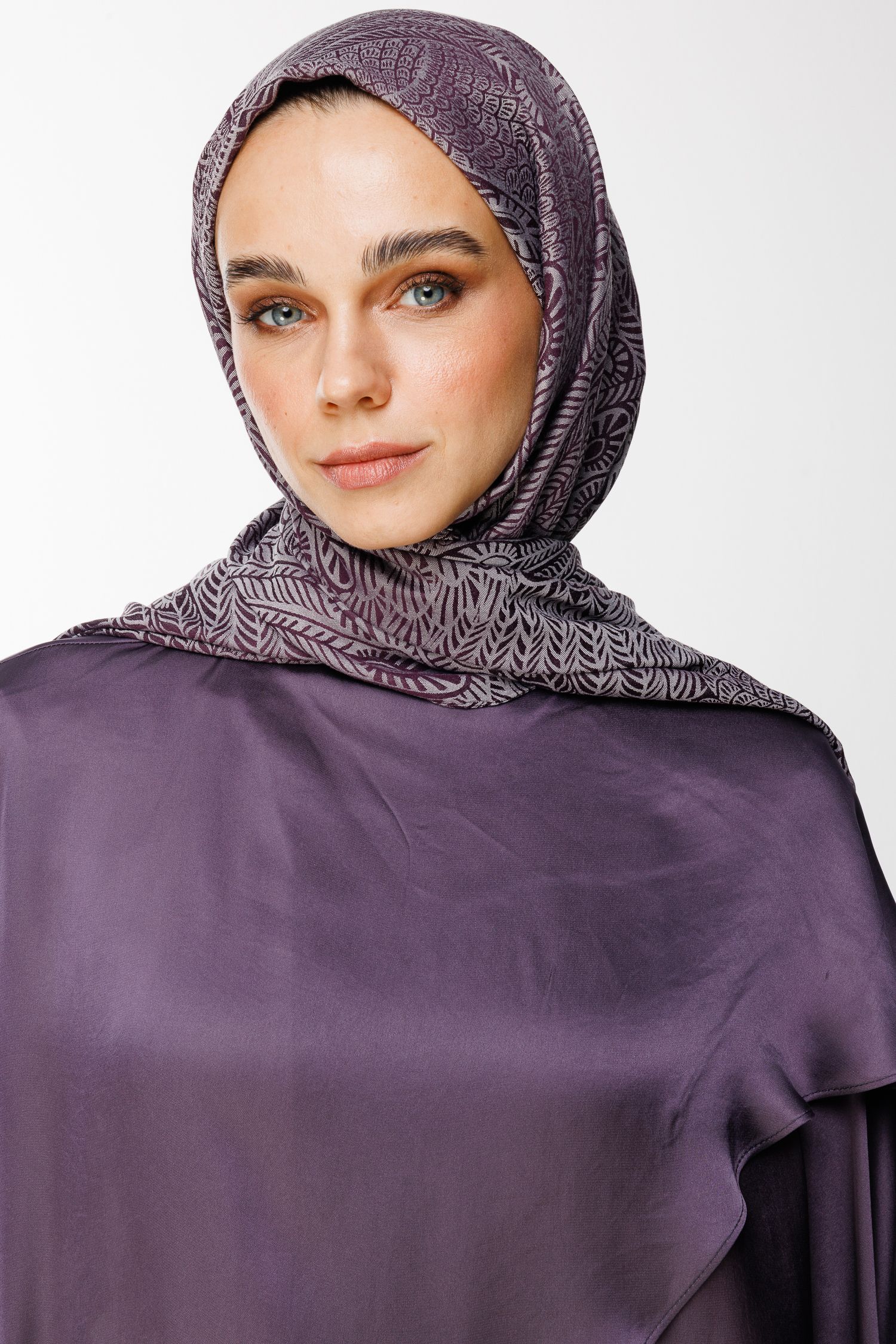 Mayra Pattern Double-Sided Shawl - Purple-Gray