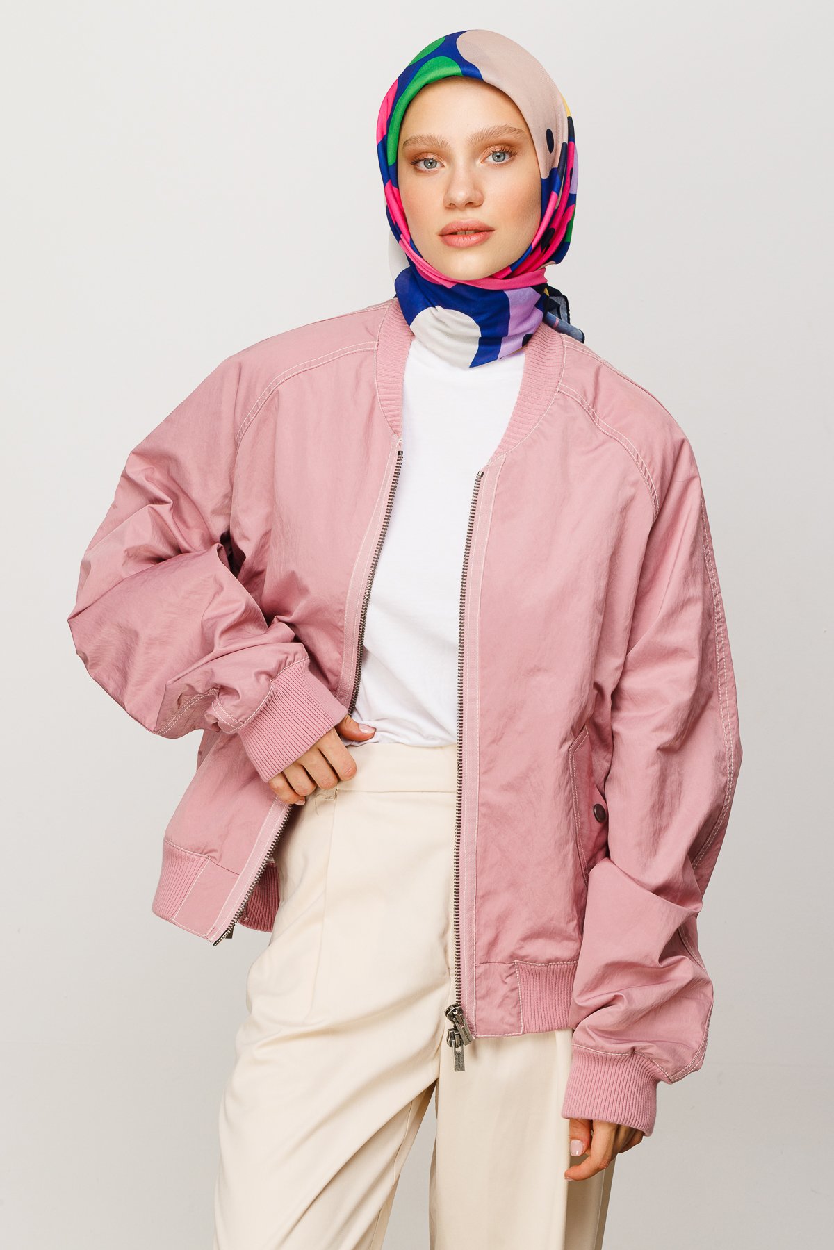 Bloom Pattern Digital Soft Scarf - Sax Blue