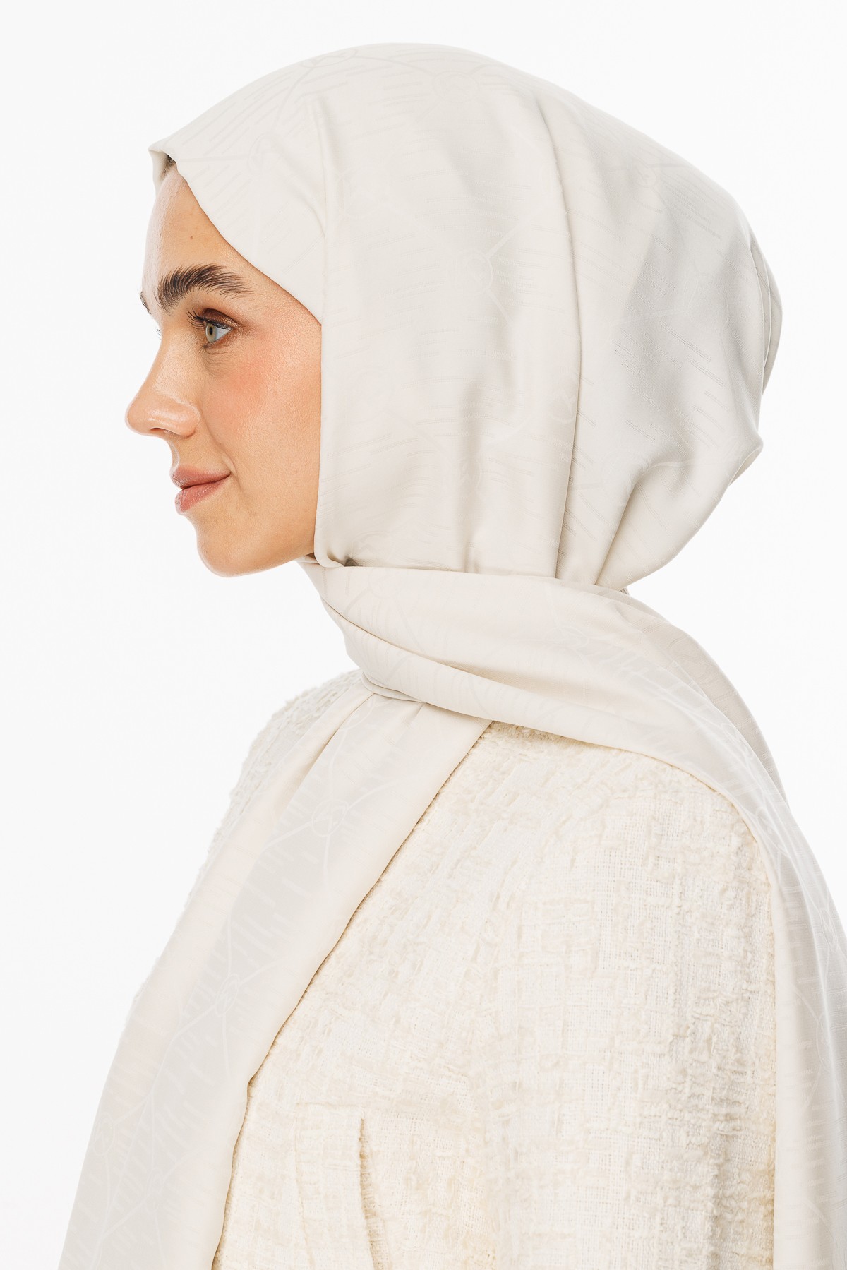 Moon Is Pattern Jacquard Shawl - Pearl