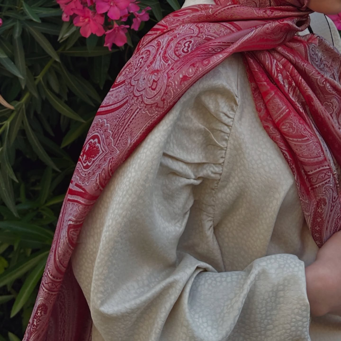 Shline Line Viscose Shawl - Burgundy-Mint Green