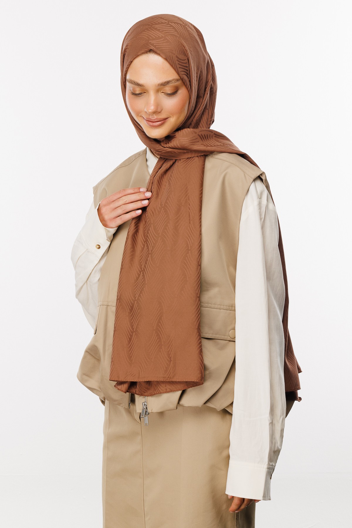 Aura Pattern Silk Jacquard Shawl - Waterside