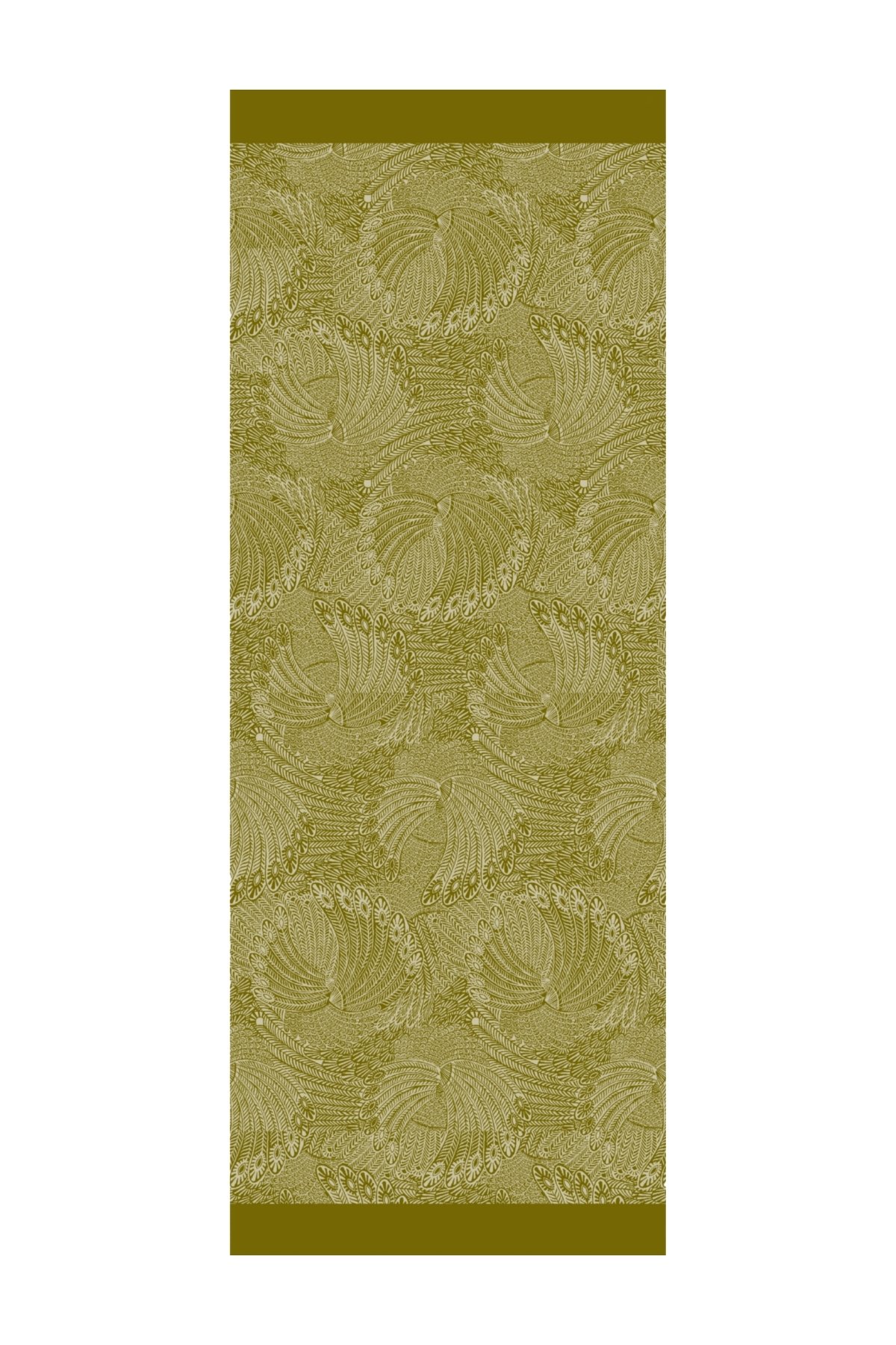Mayra Pattern Double-Sided Shawl - Oil Green-Ecru
