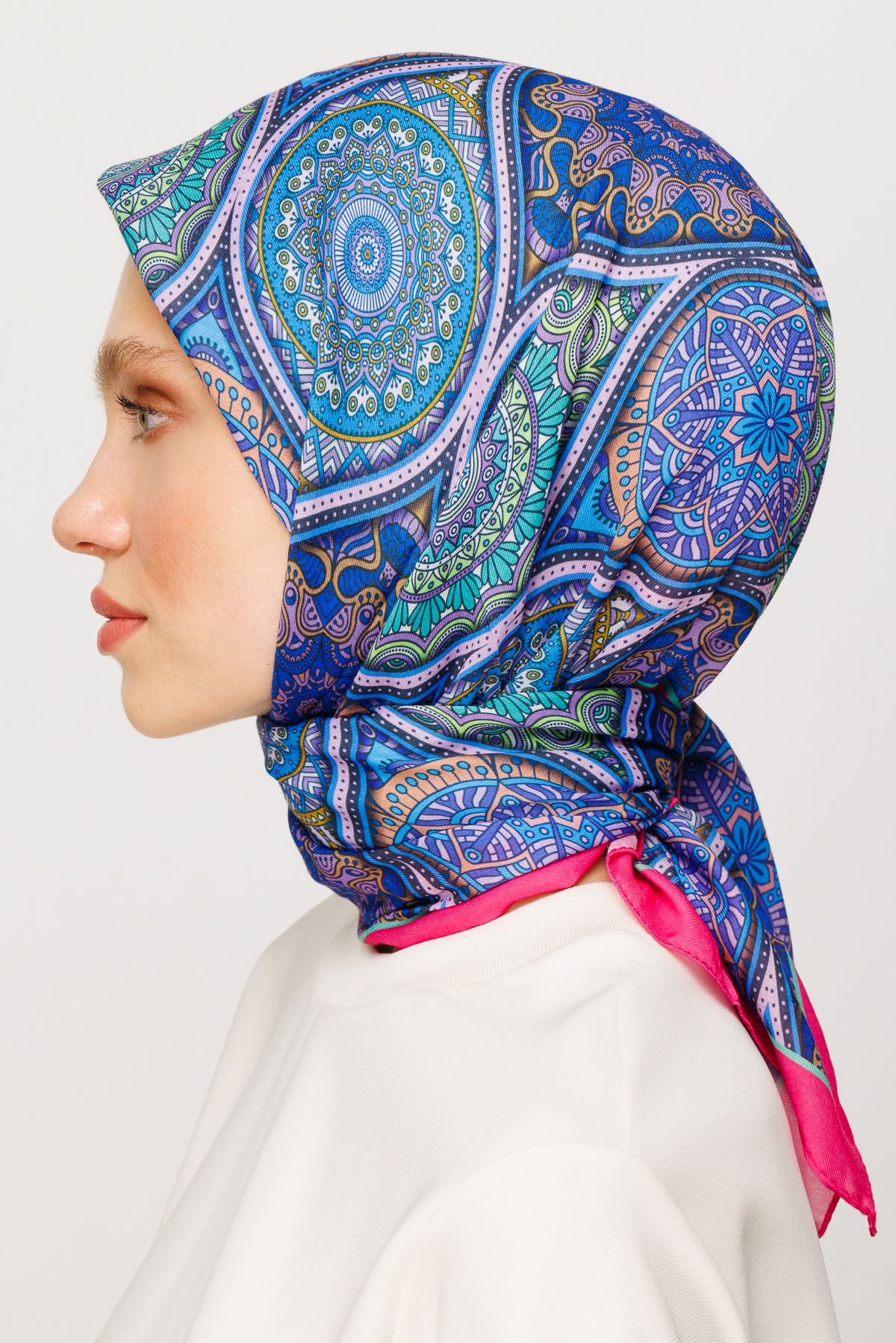 Ethnic Pattern Digital Soft Scarf - İndigo