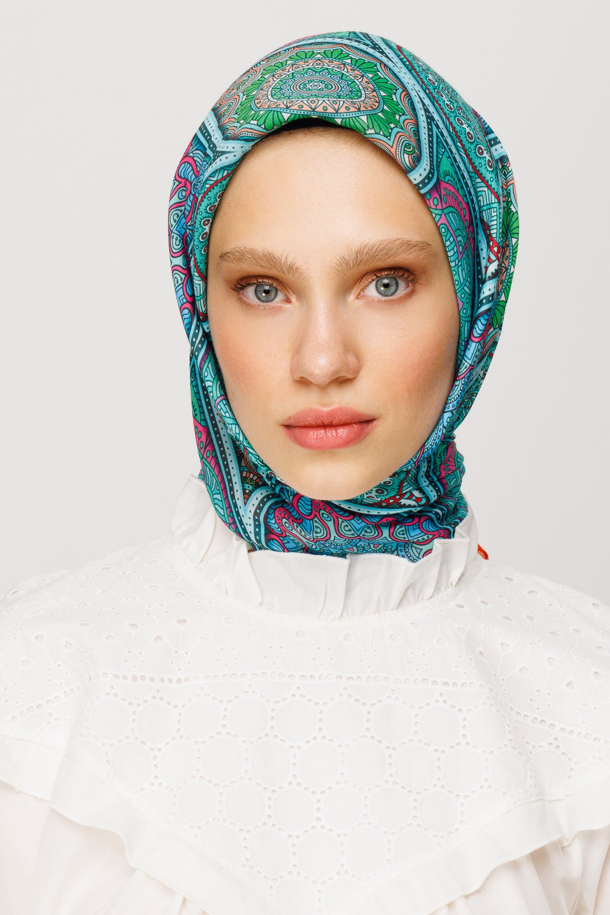 Ethnic Pattern Digital Soft Scarf - Turquoise