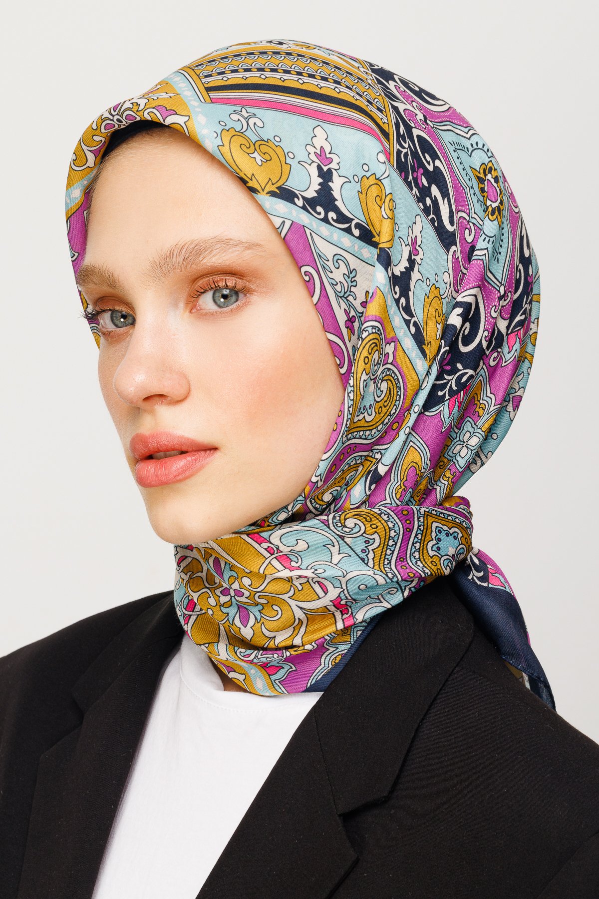 40 Patch Pattern Digital Soft Scarf - Saffron