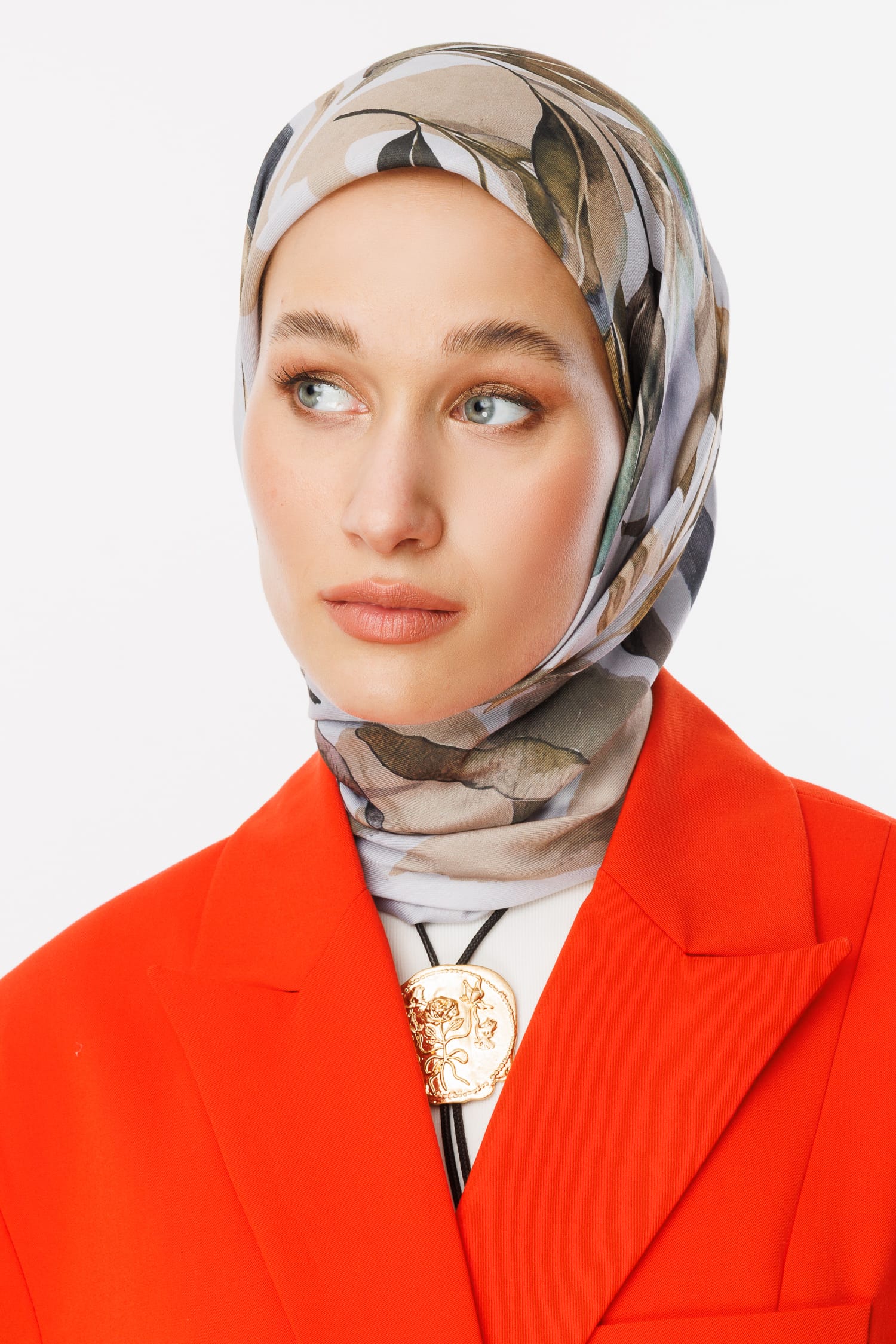 Lorya Pattern Cotton Scarf - Oil Green