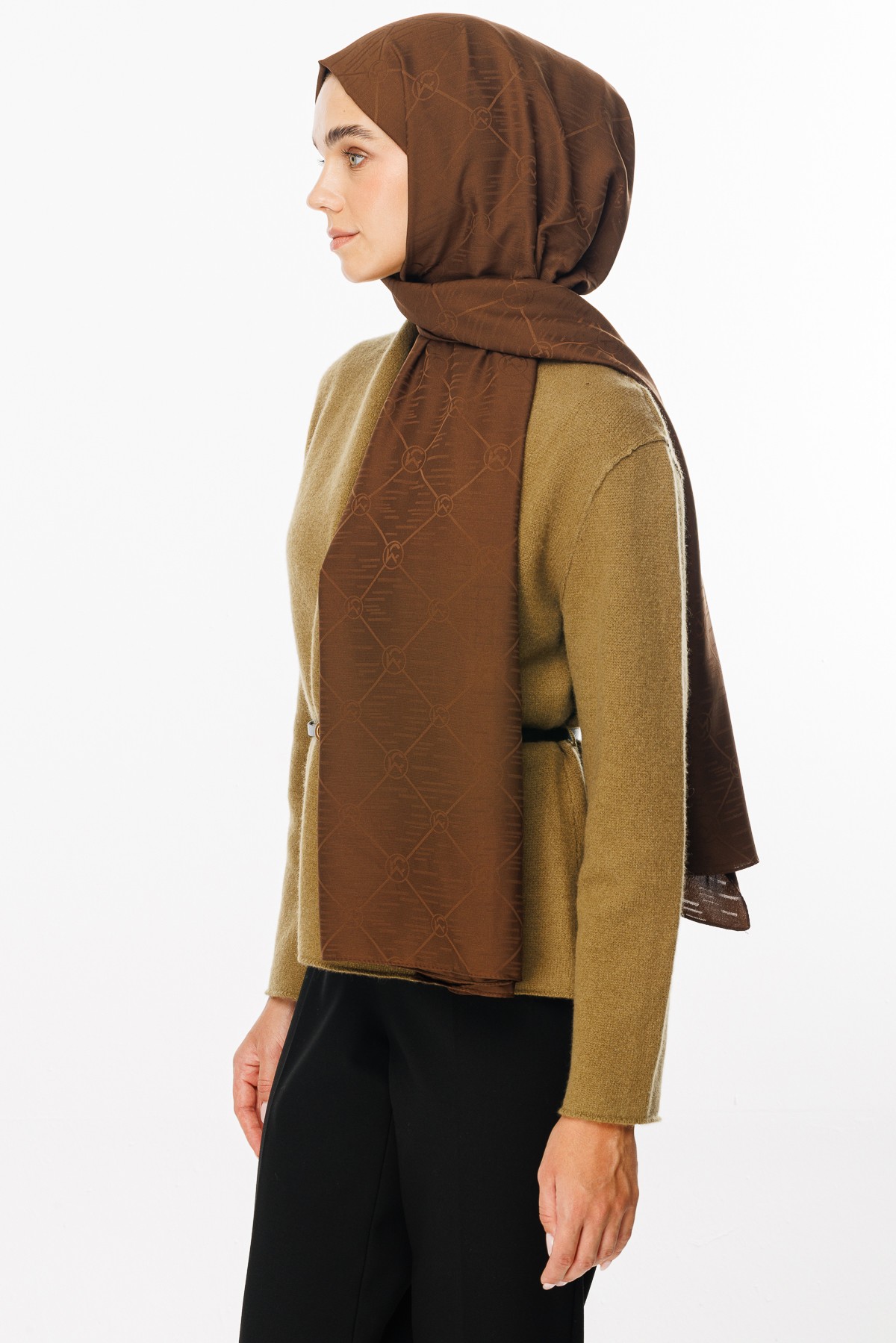Moon Is Pattern Jacquard Shawl - Bitter