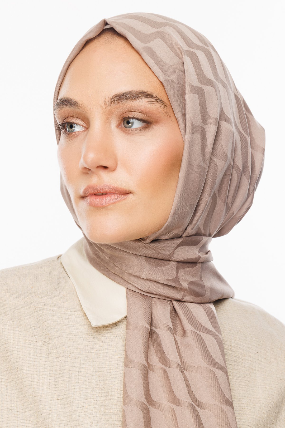 Wave Pattern Silky Jacquard Shawl - Canyon
