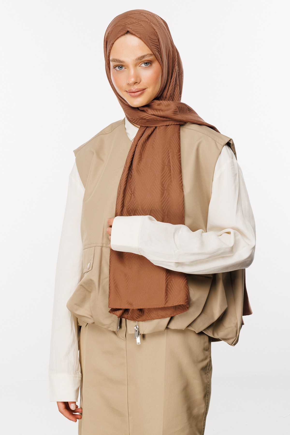 Aura Pattern Silk Jacquard Shawl - Waterside